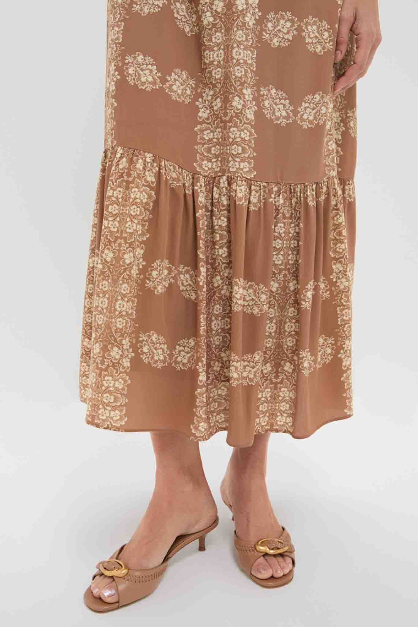 Tan Floral Miller Maxi Shirt Dress