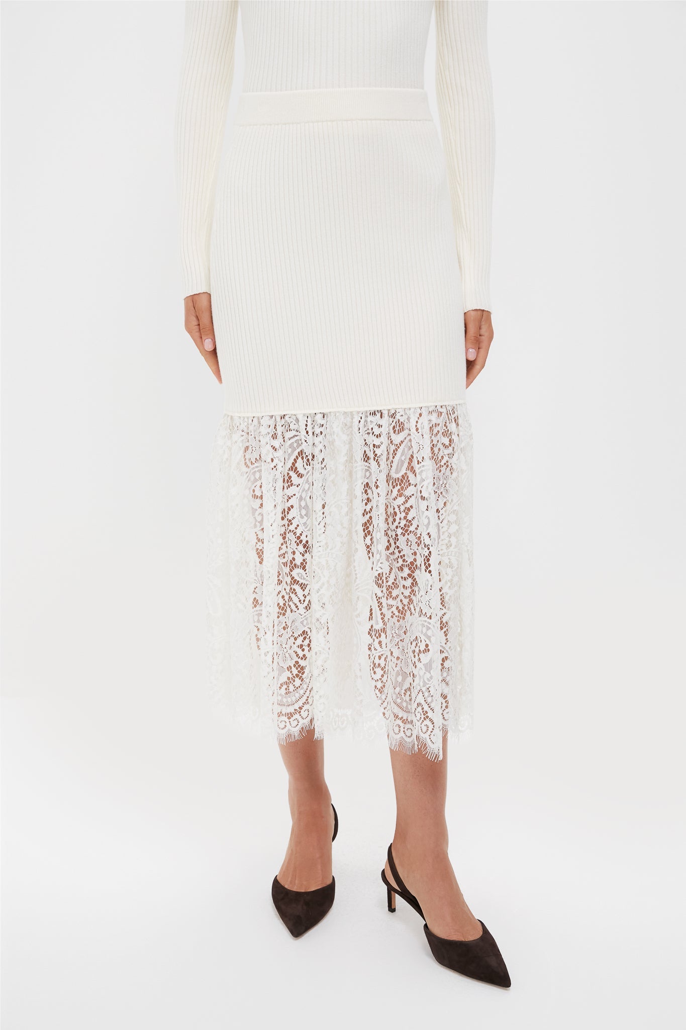 Cream Knit Kori Midi Skirt