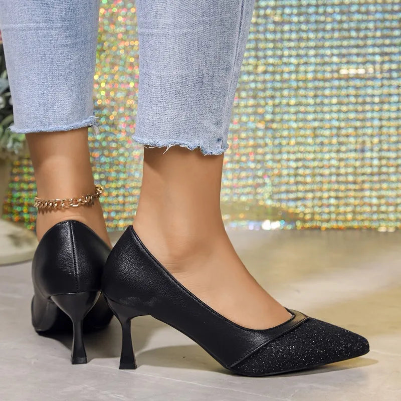 Sexy Pointed Exquisite Wedding Bride Casual Fashion Elegant Stiletto Low Heel Pump