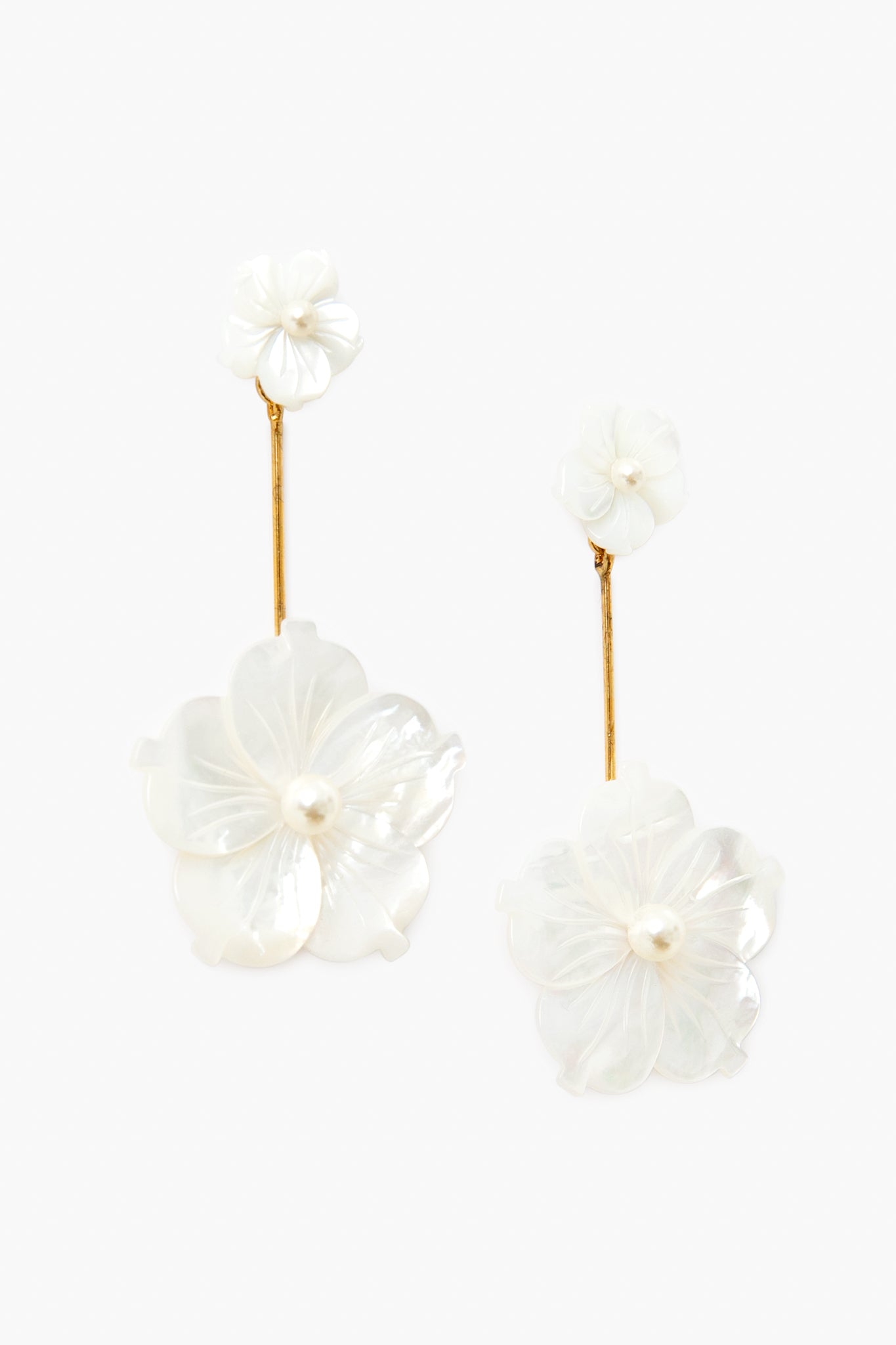 Mother Of Pearl Zinnia Flower Earrings