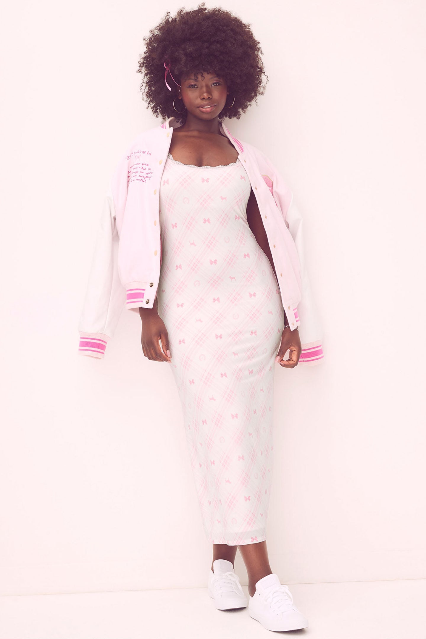 PINK x LoveShackFancy Tartan Icons Modal Midi Dress