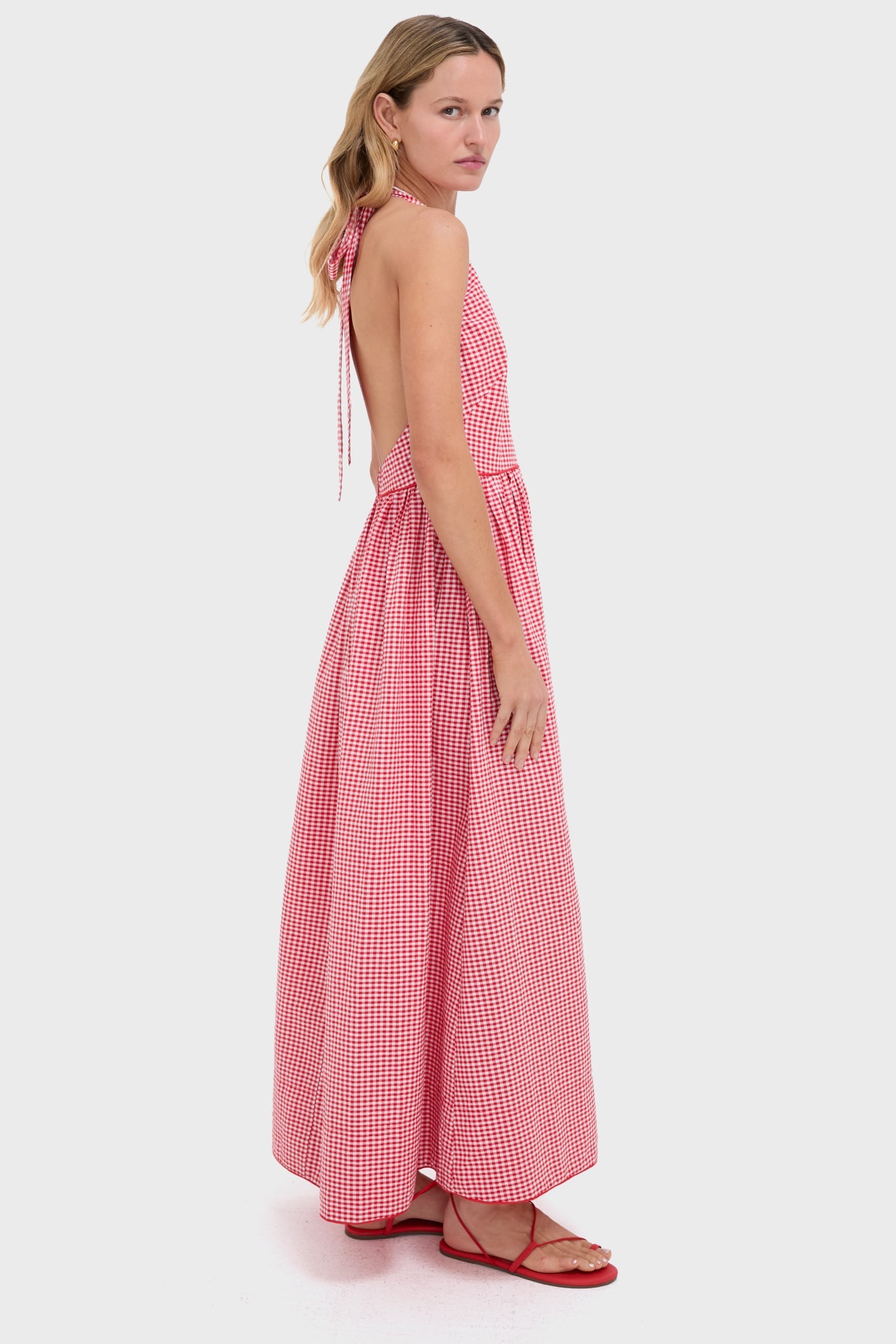 Red Gingham Halter Marcie Dress