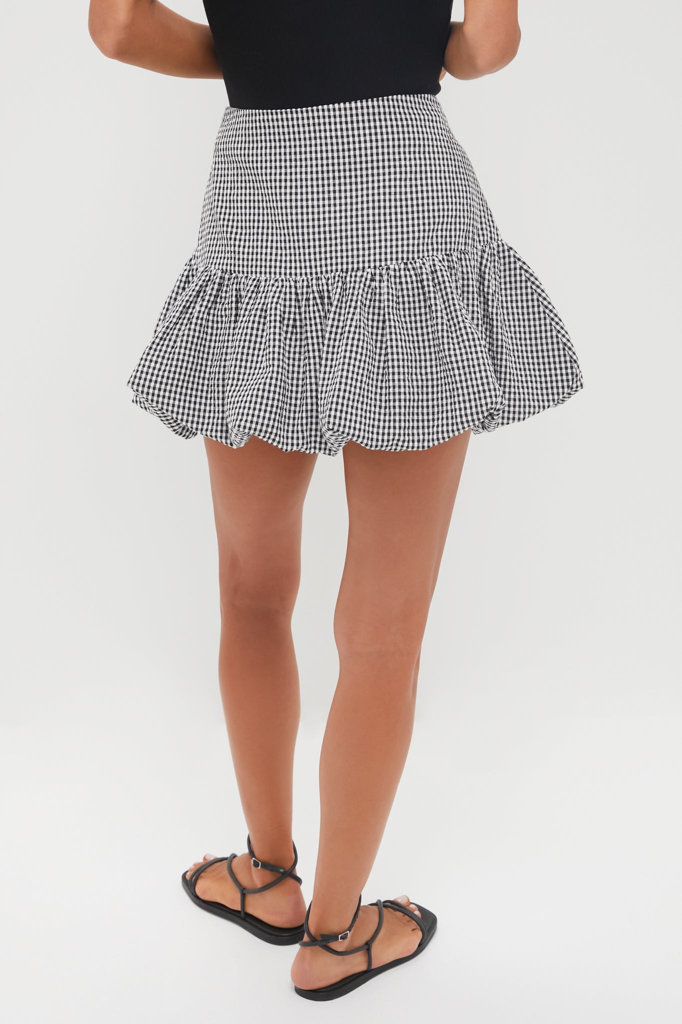 Black Gingham Seersucker Ines Bubble Skirt