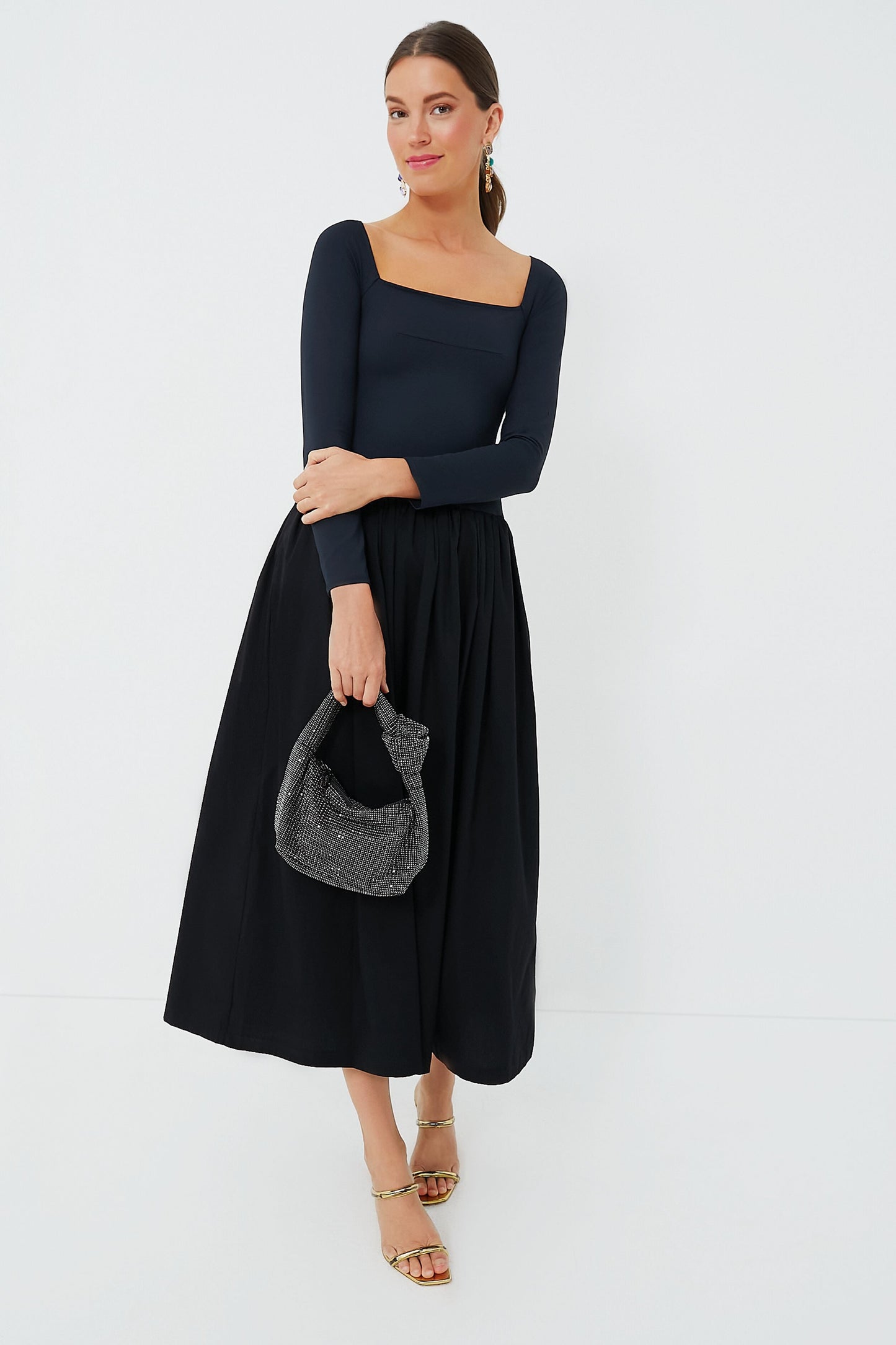 Black Polly Crystal Shoulder Bag