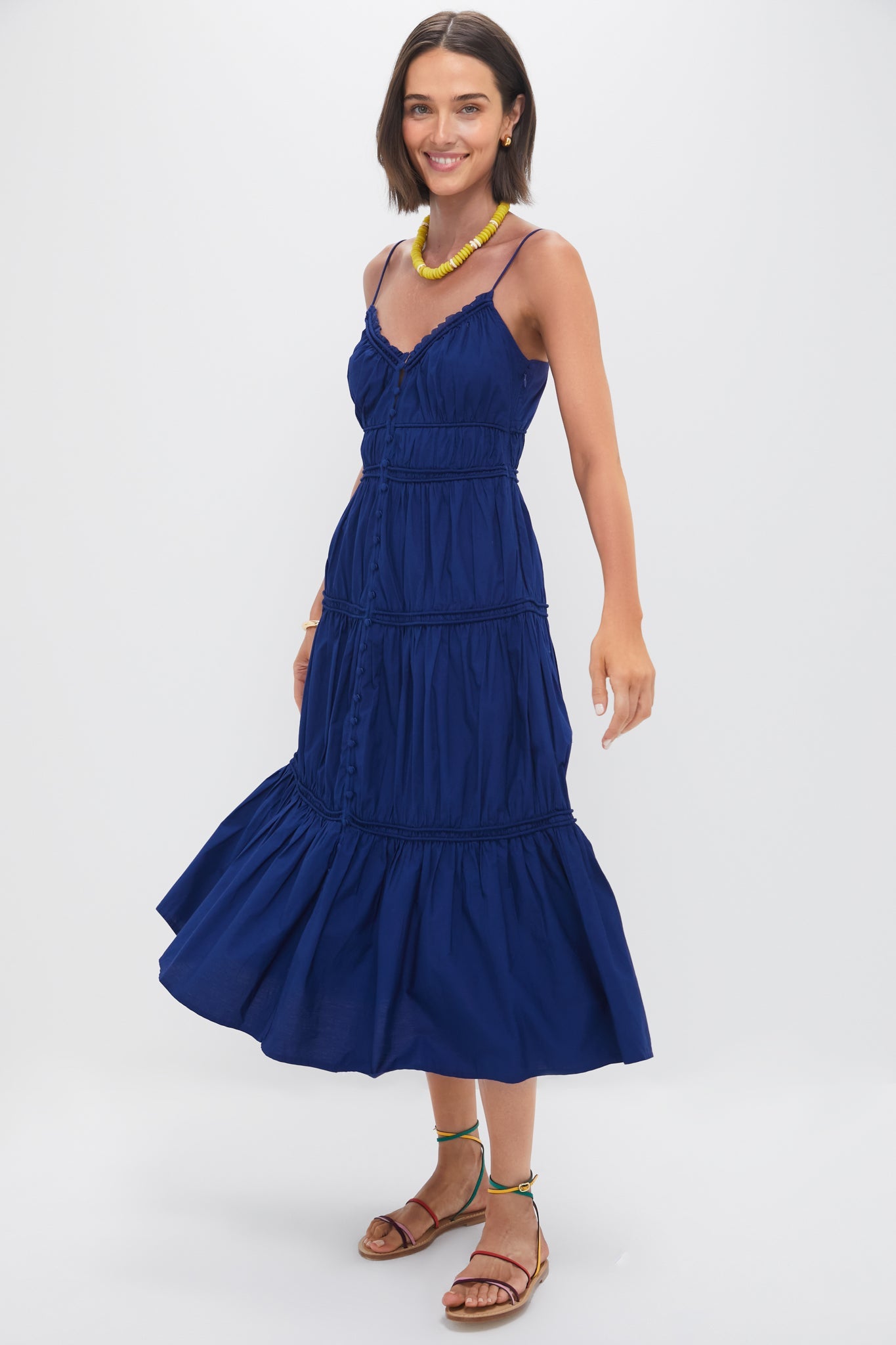 Blueberry Camden Cotton Poplin Tank Midi Dress