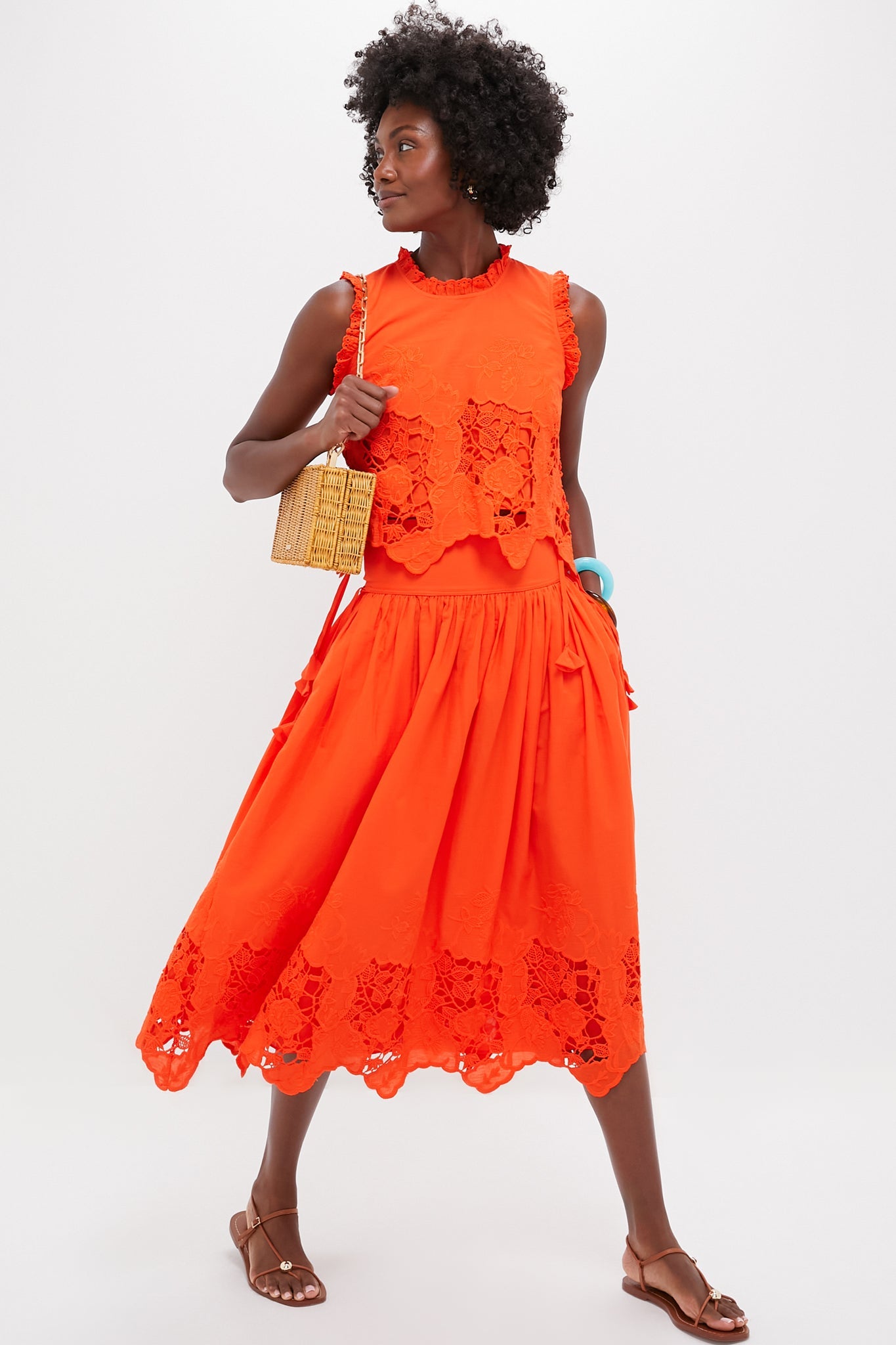 Tangerine Tango Embroidery Nathalie Skirt
