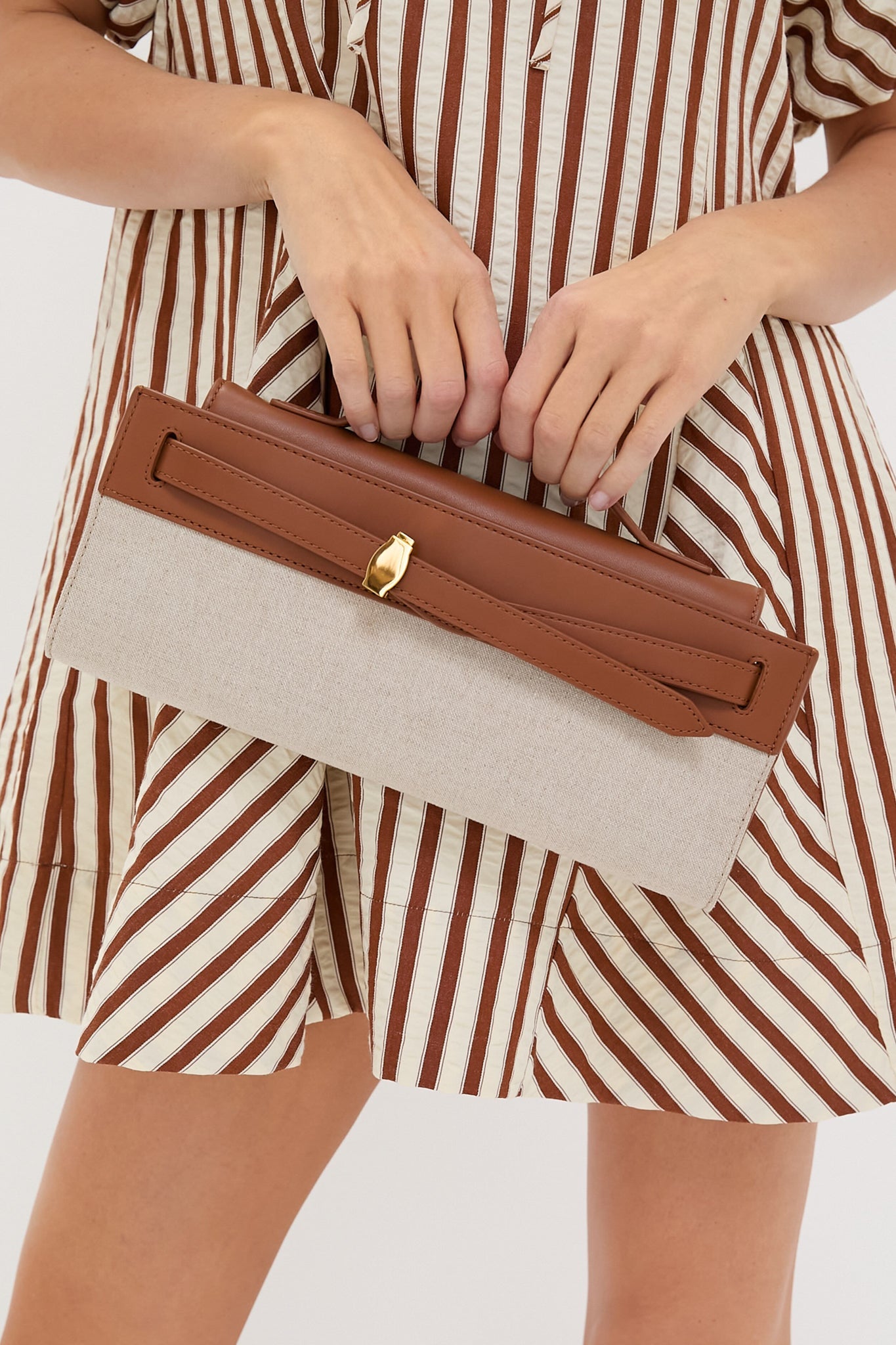 Natural and Hazel Veronica Beard Dash Clutch