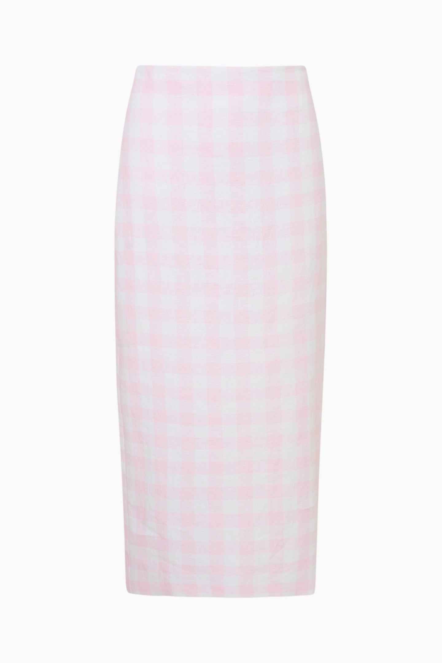 Biselle Linen Gingham Midi Skirt