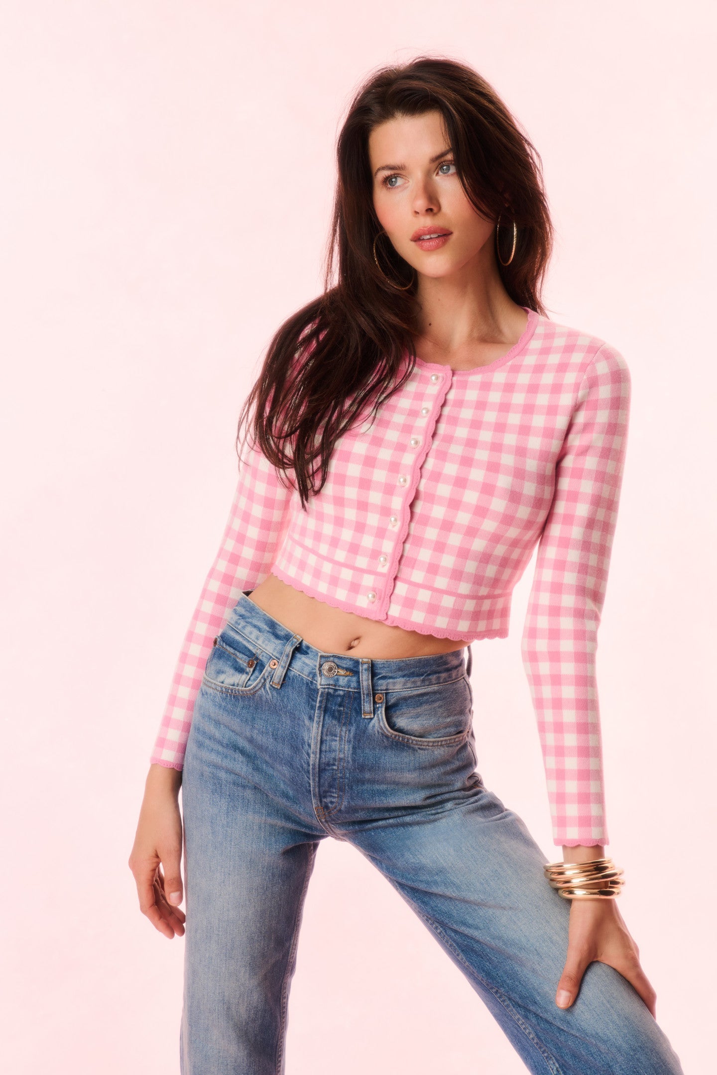 Bridgette Checkered Knit Cardigan