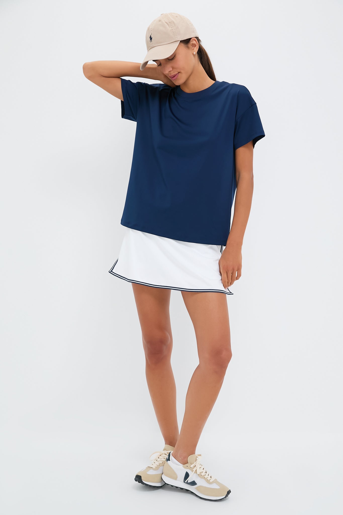 White 14 Inch Performance Jersey Elena Tennis Skirt