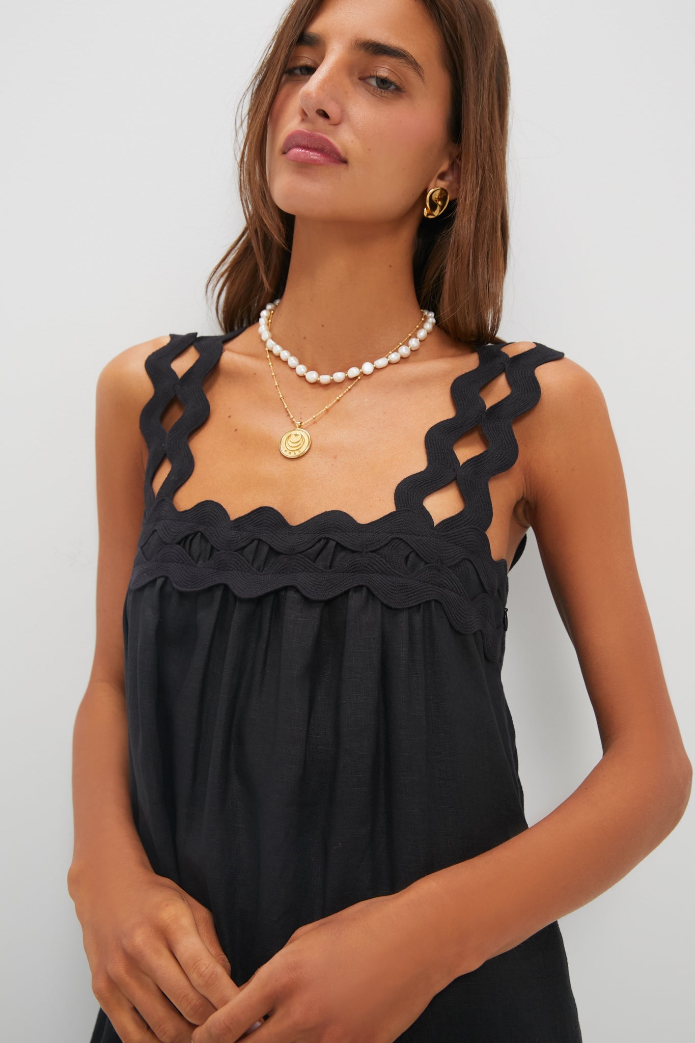 Black Ric Rac Linen Ellis Dress