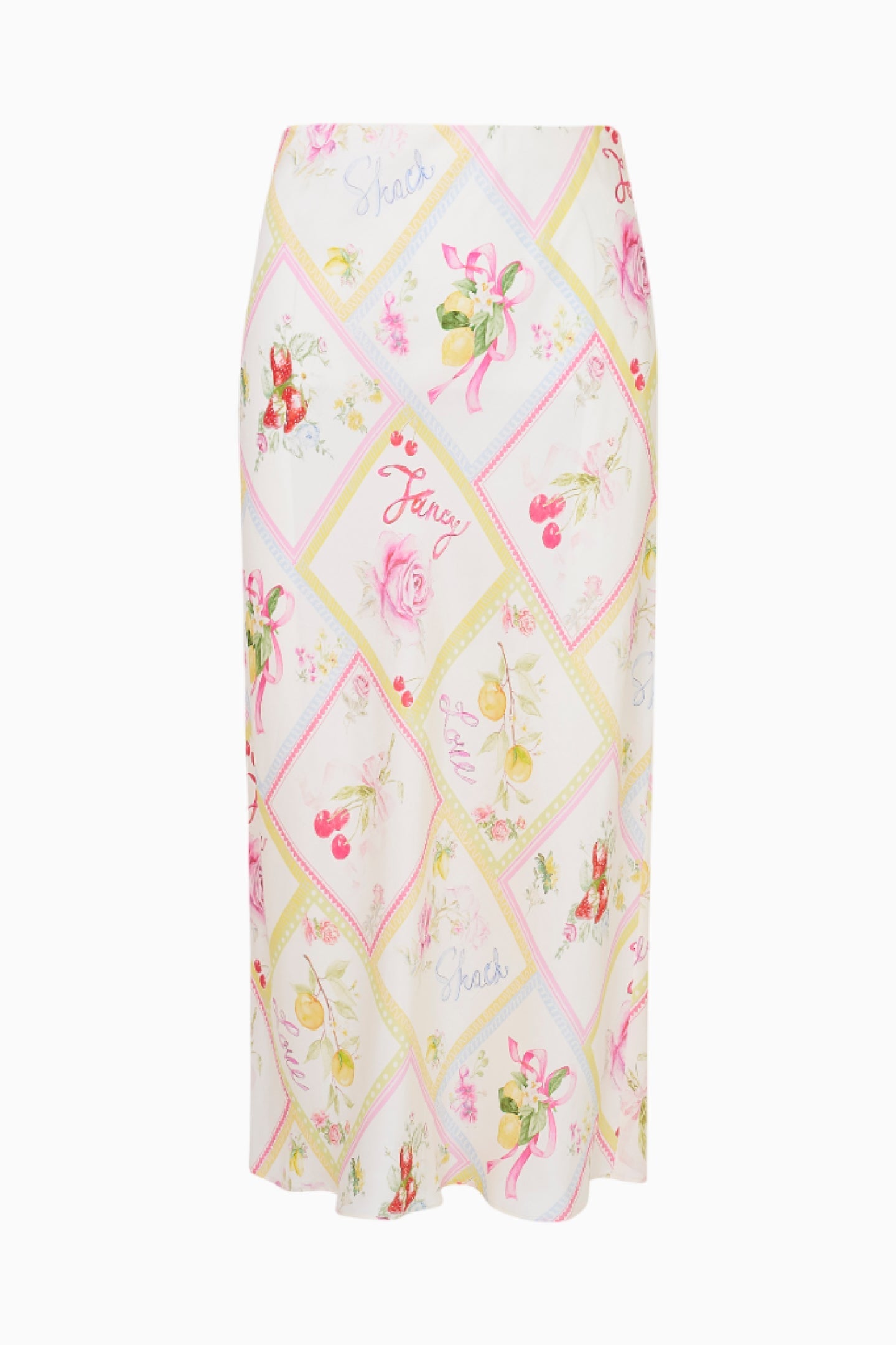 Castle Silk-Blend Fruit Print Midi Skirt