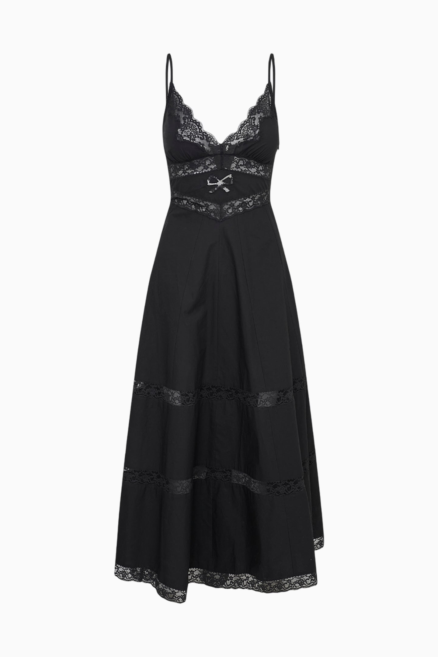 Catryn Lace Bow Cotton Midi Dress