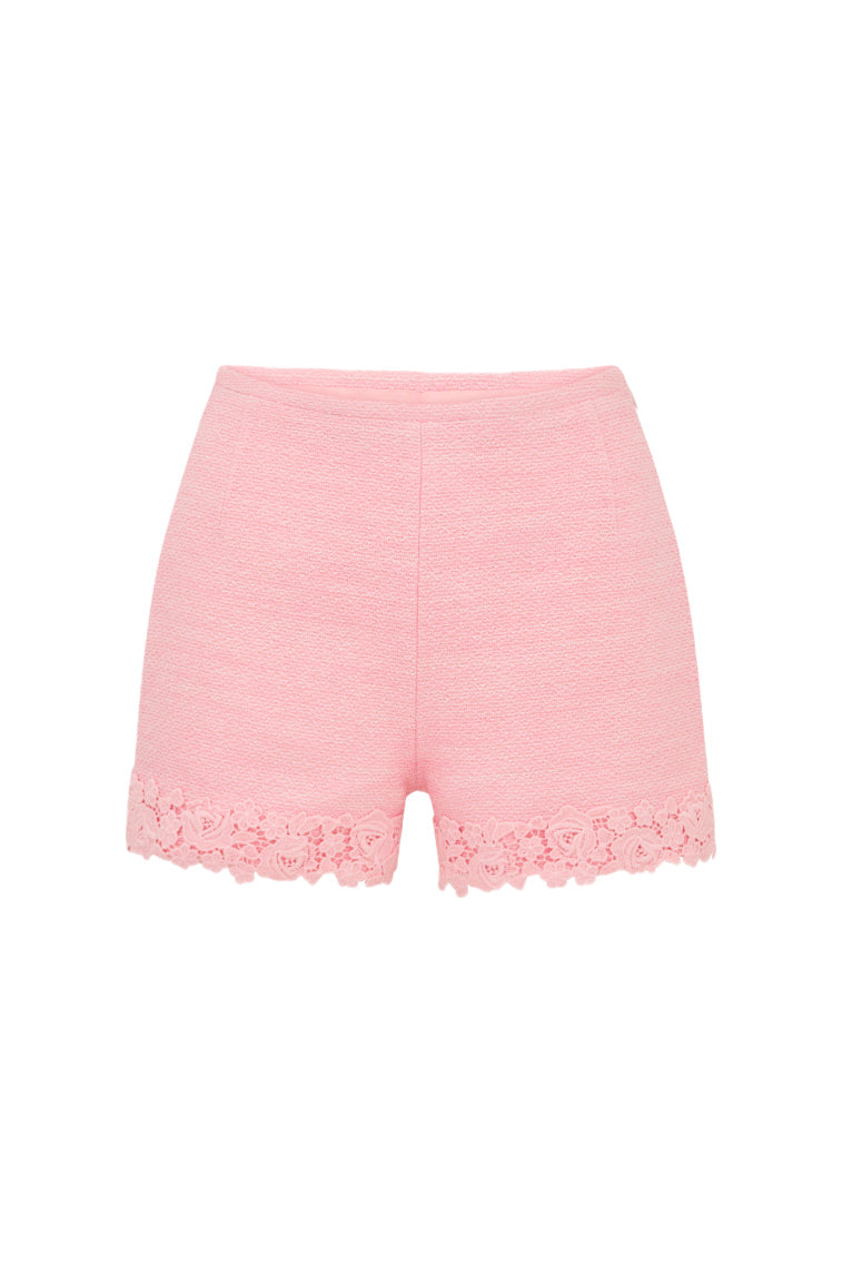Coralyn Tweed Lace-Trimmed Shorts