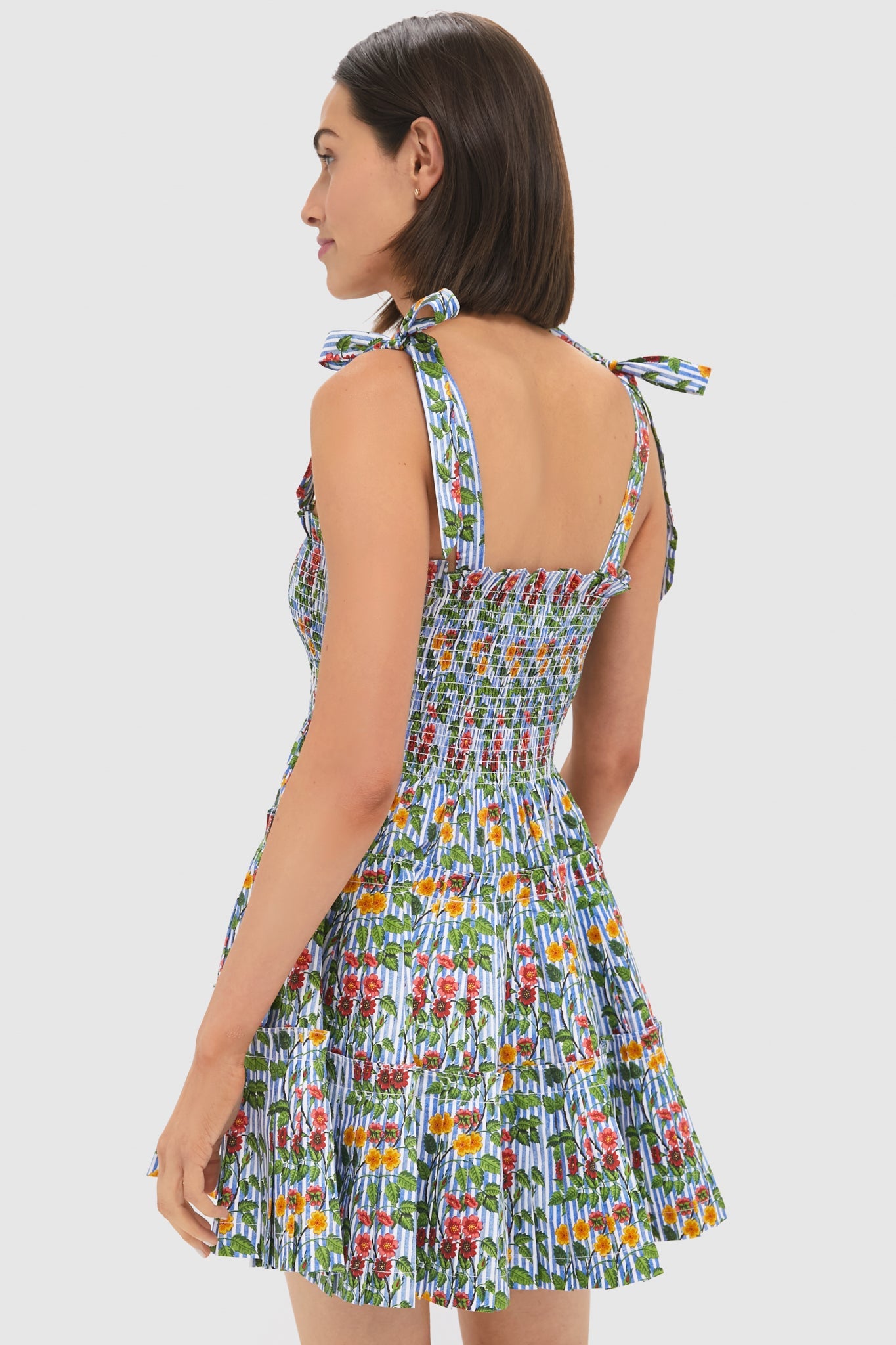 Geranium Stripe Ribbon Charlotte Nap Dress
