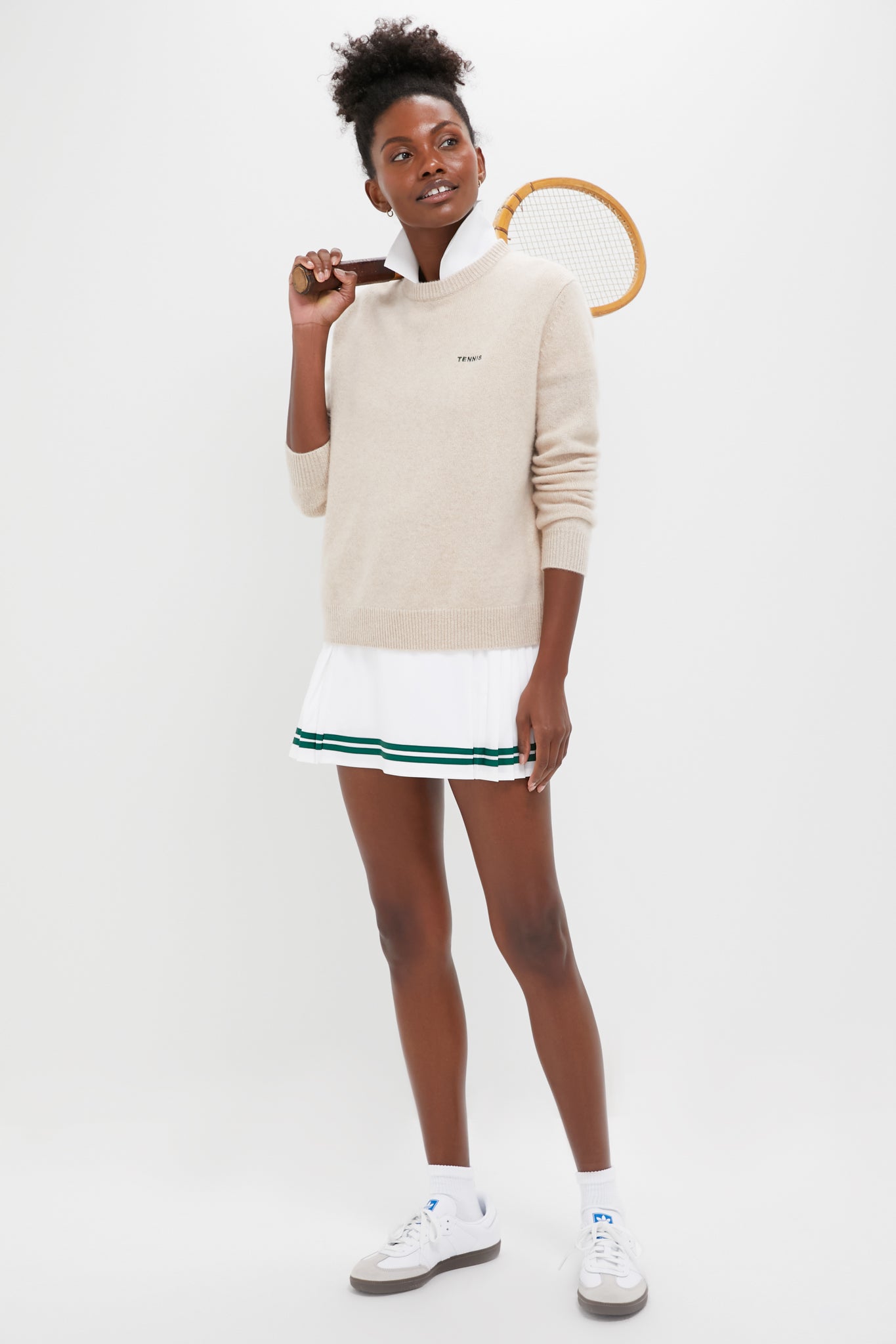White Pleated 14 Inch Performance Jersey Lillian Tennis Skirt
