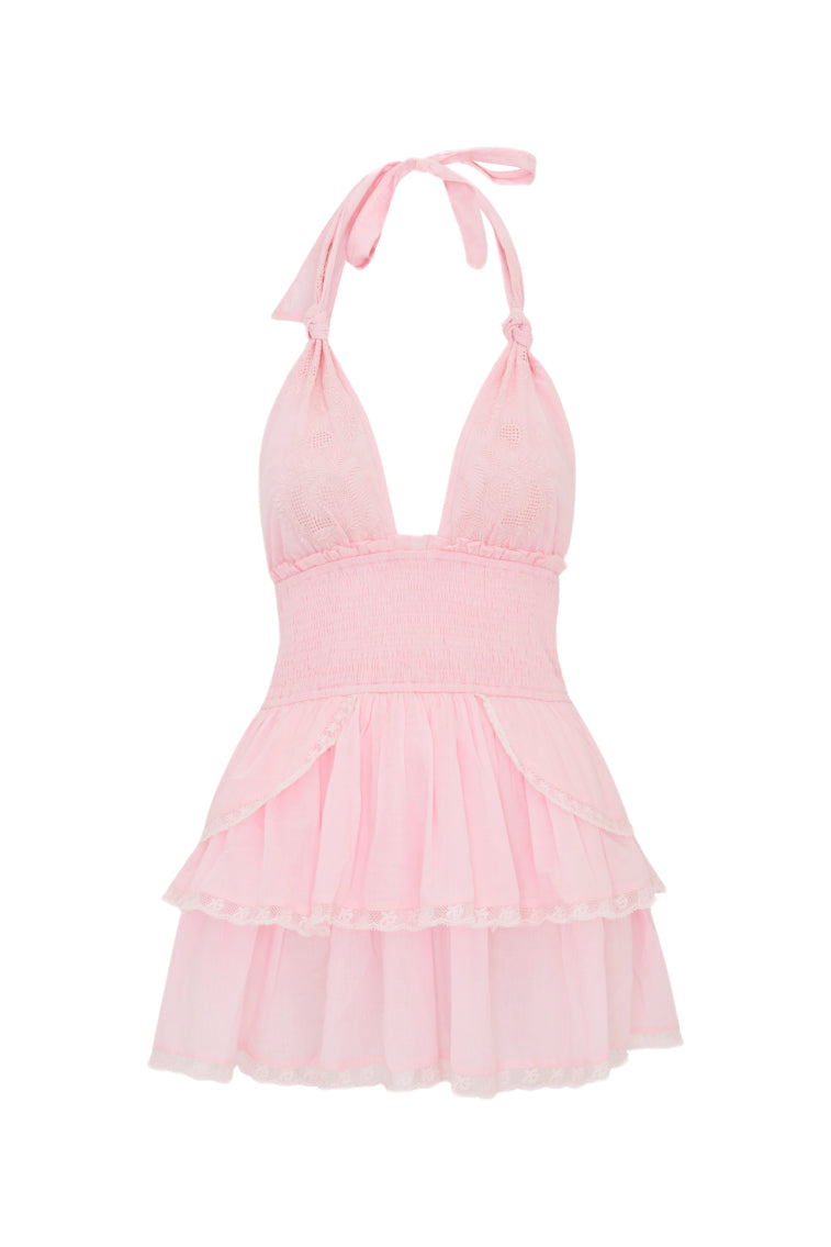 Deanna Heritage Halter Mini Dress - PINK