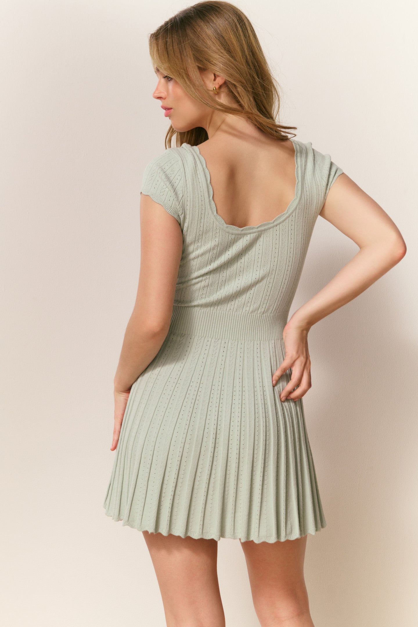 Evaluna Stretch Pointelle Mini Dress