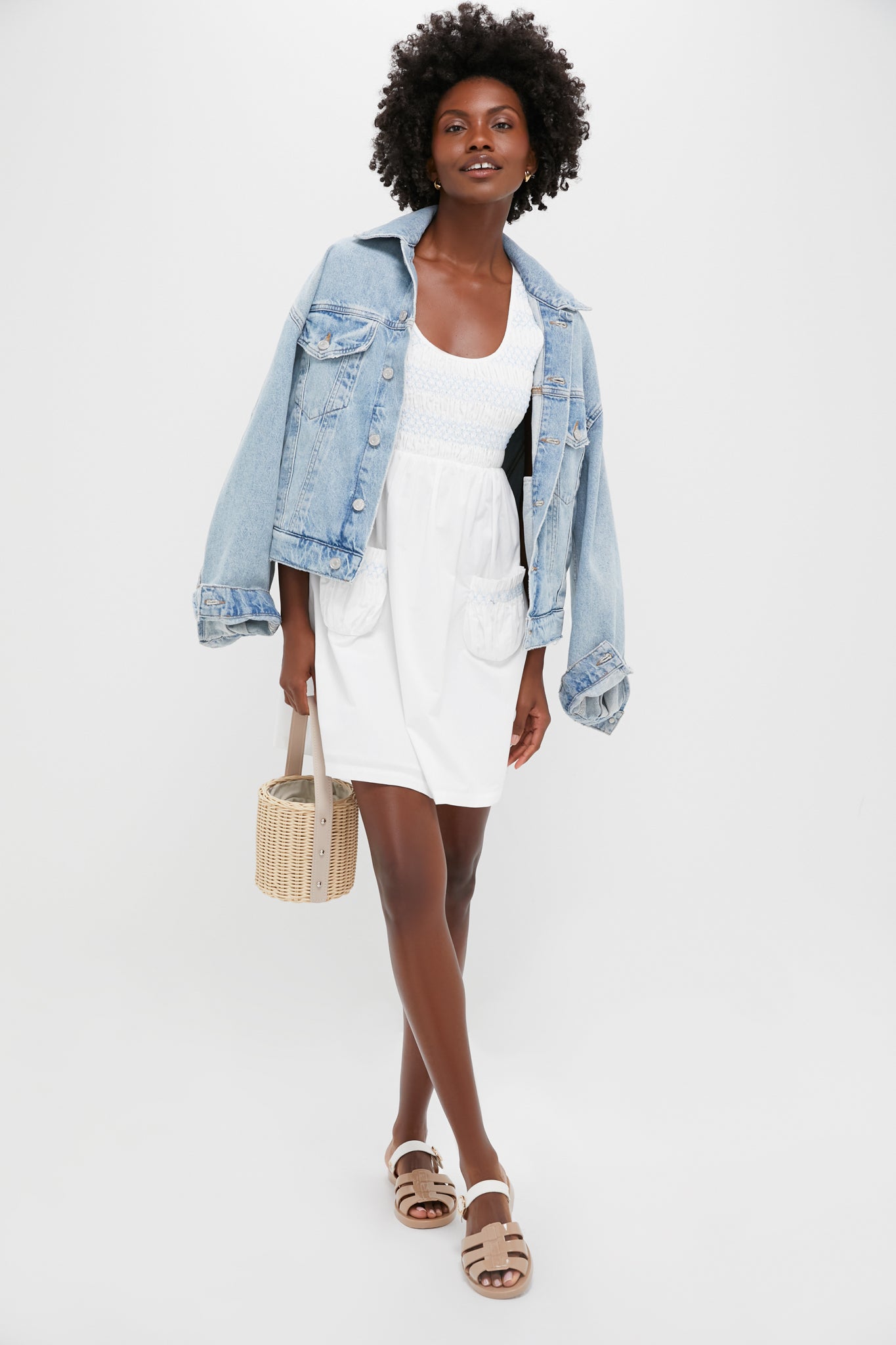 White Smocked Susannah Mini Dress