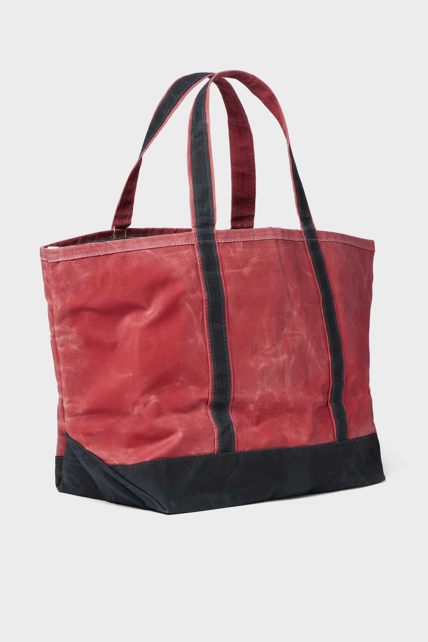 Nautical Red Waxed Large Canvas Tote