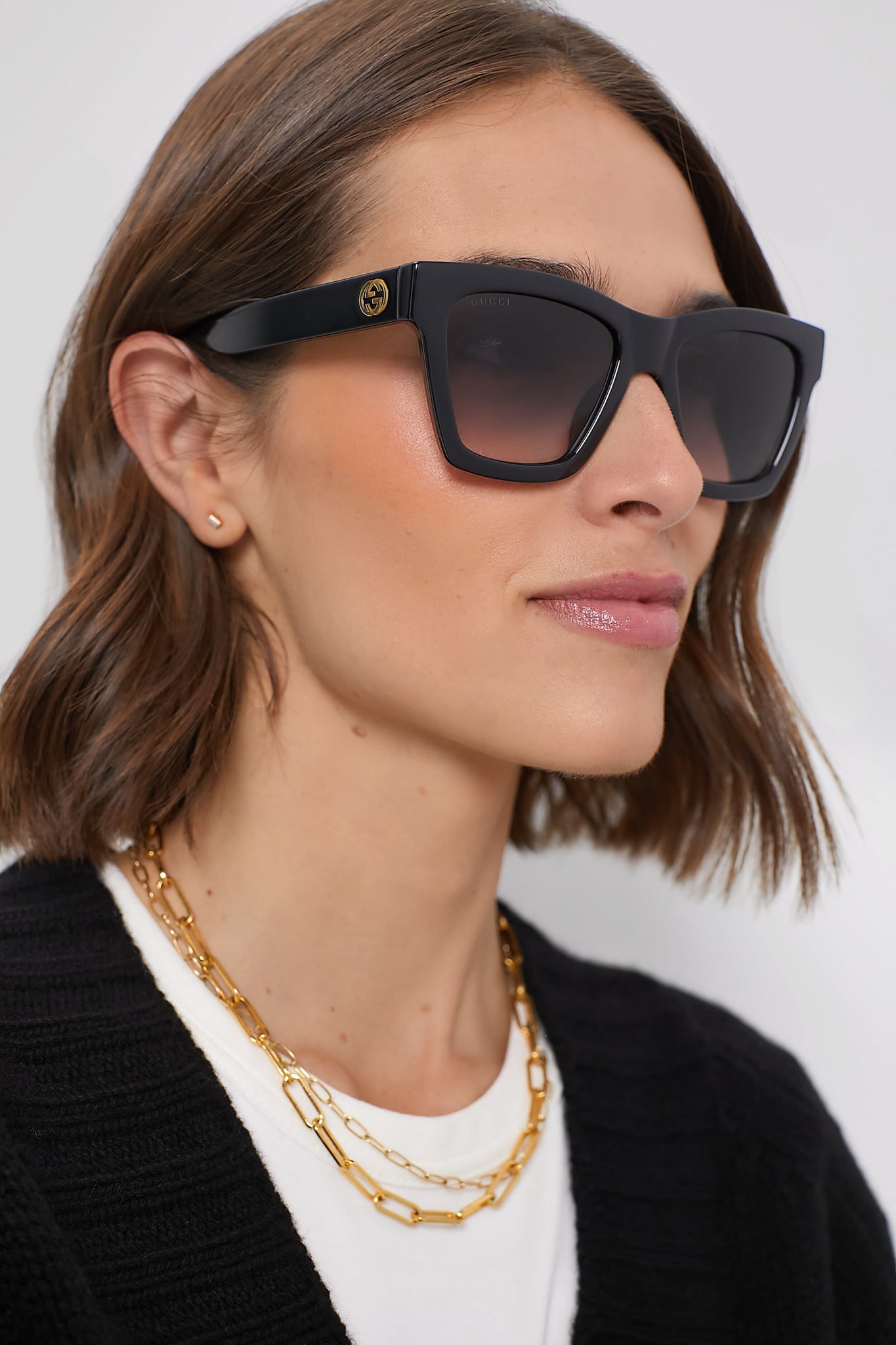 Black Gradient Lens Square Frame Sunglasses