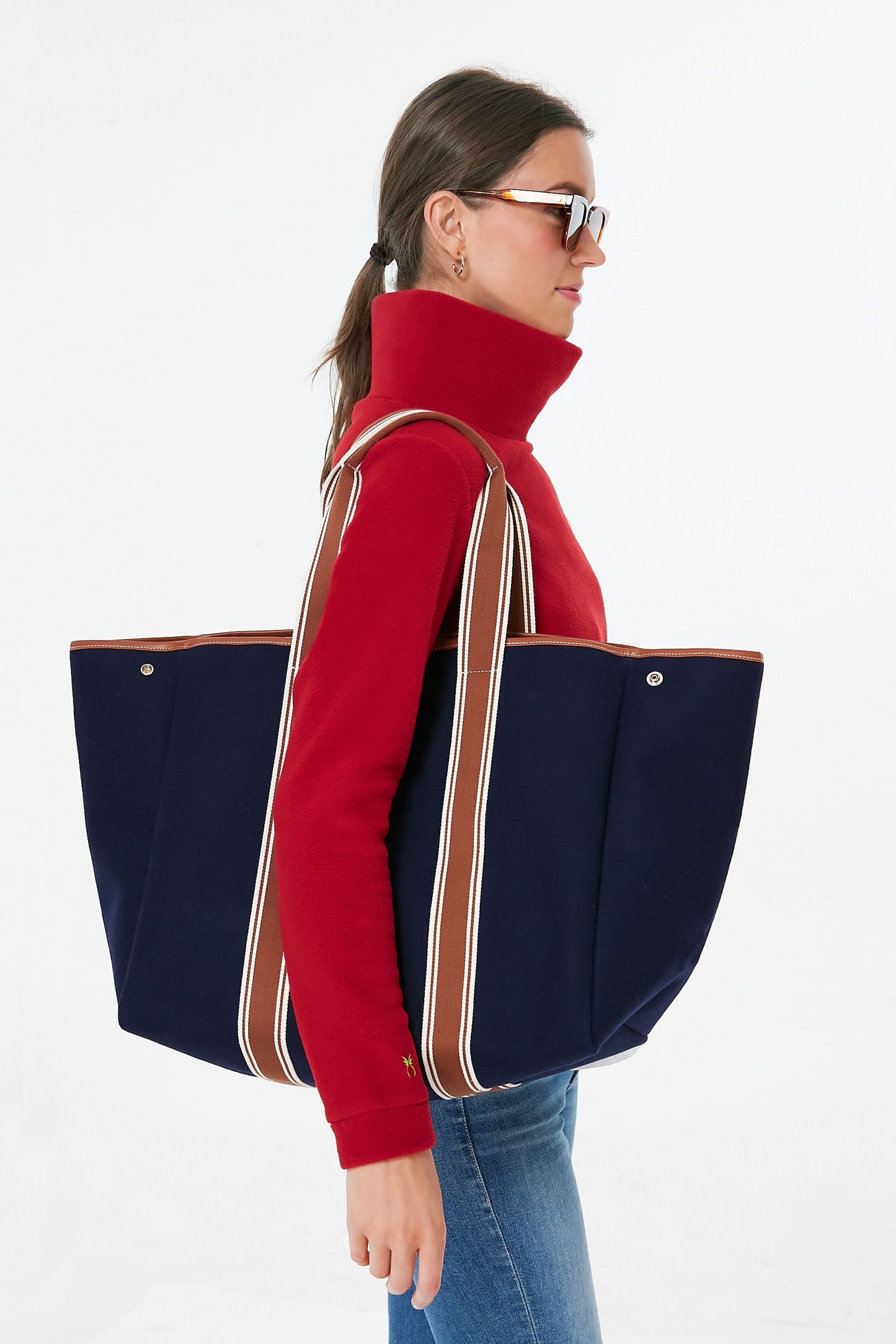 Navy Traversee L Flannel Cruise Tote