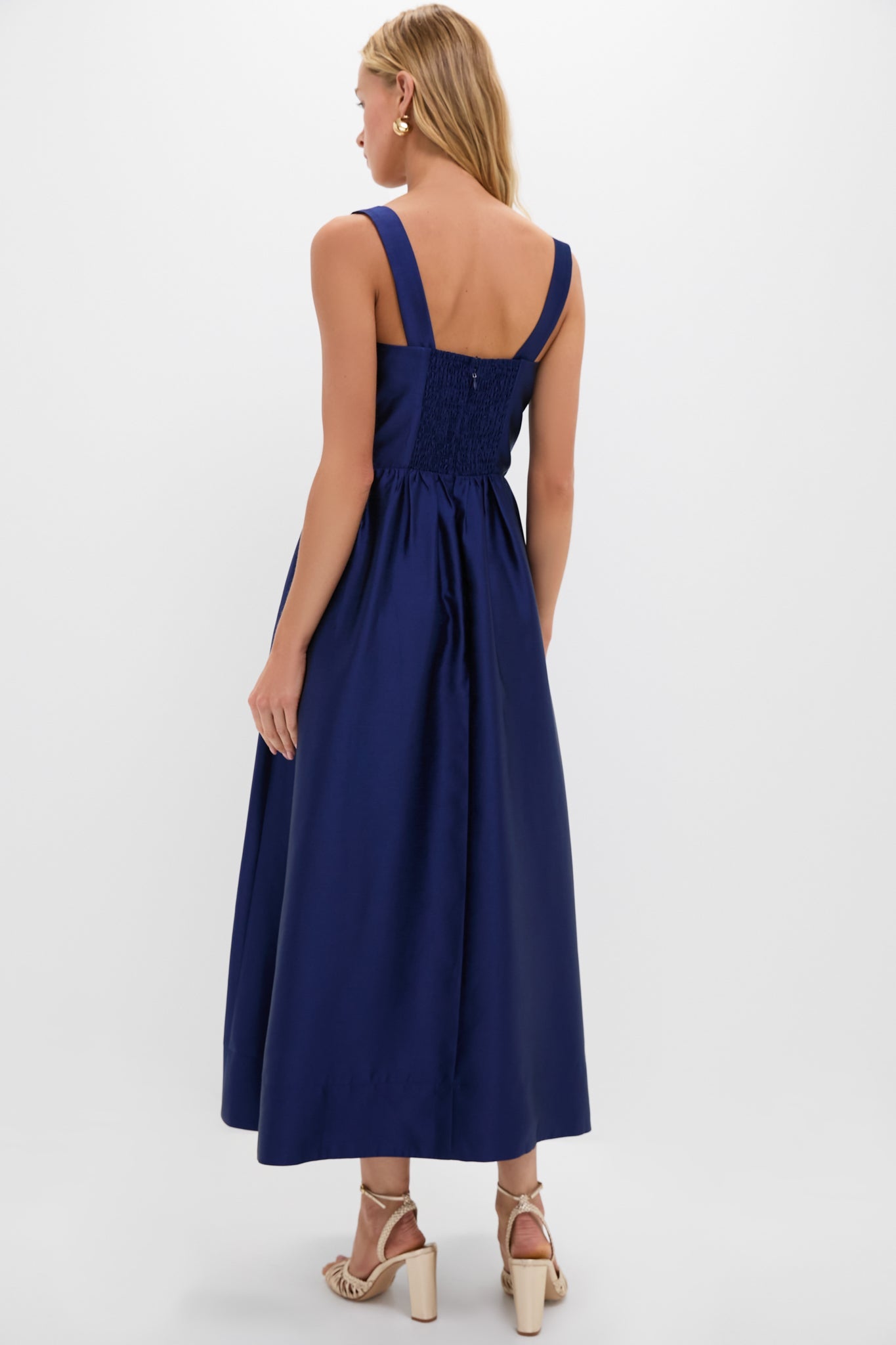 Navy Dupioni Esme Dress