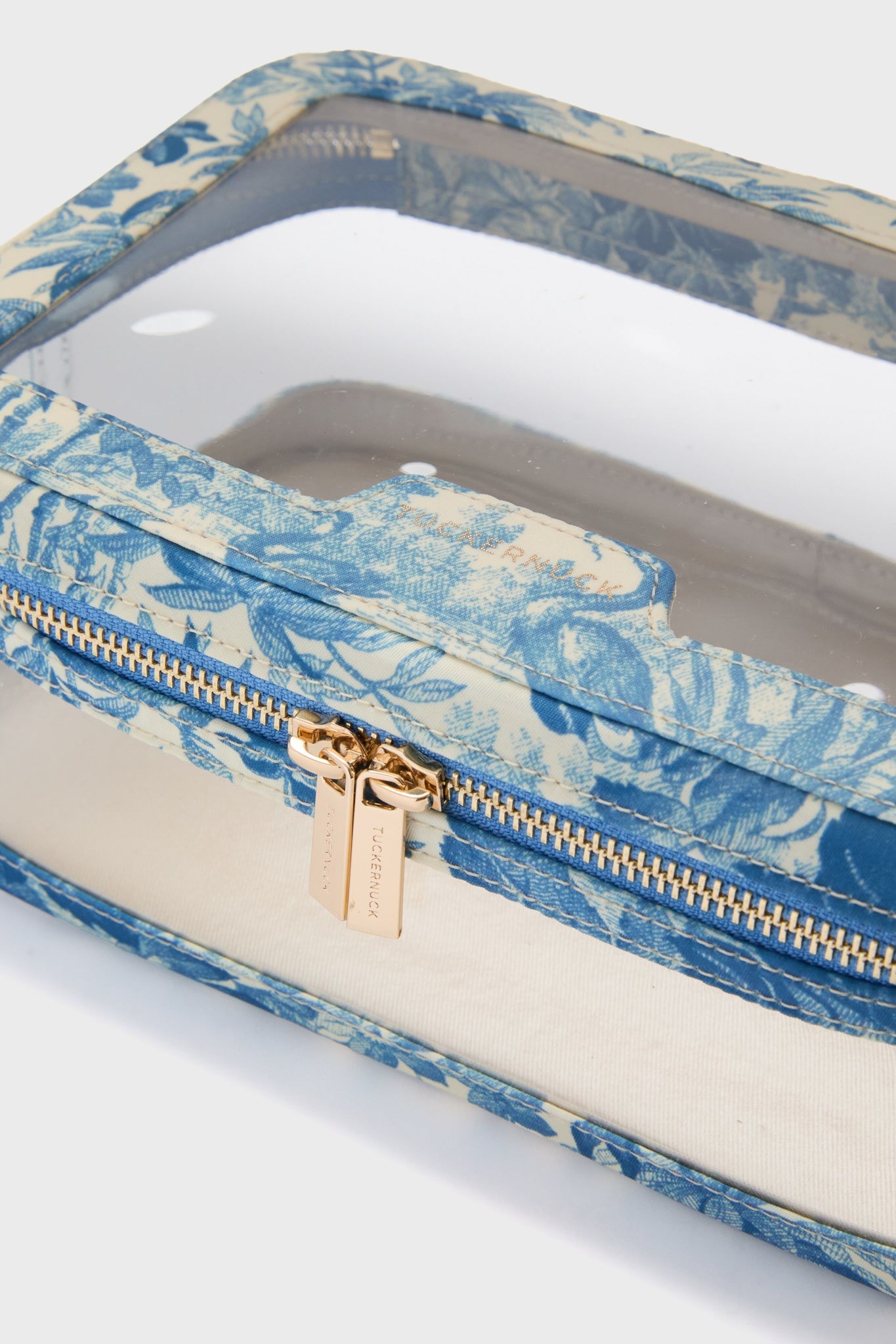 Misty Blue Toile PVC Large Vanity Case