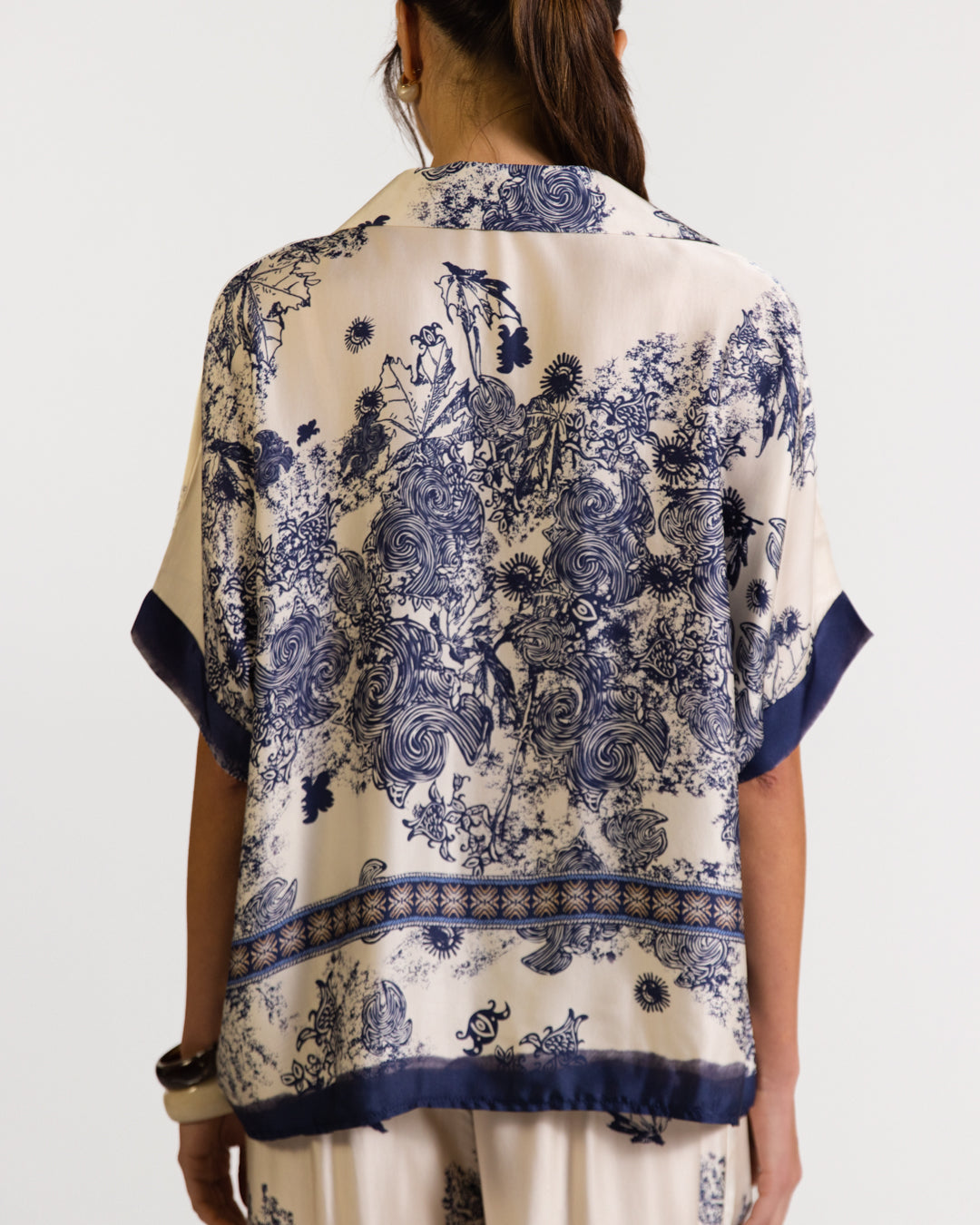 Ottilie Silk Top | Navy