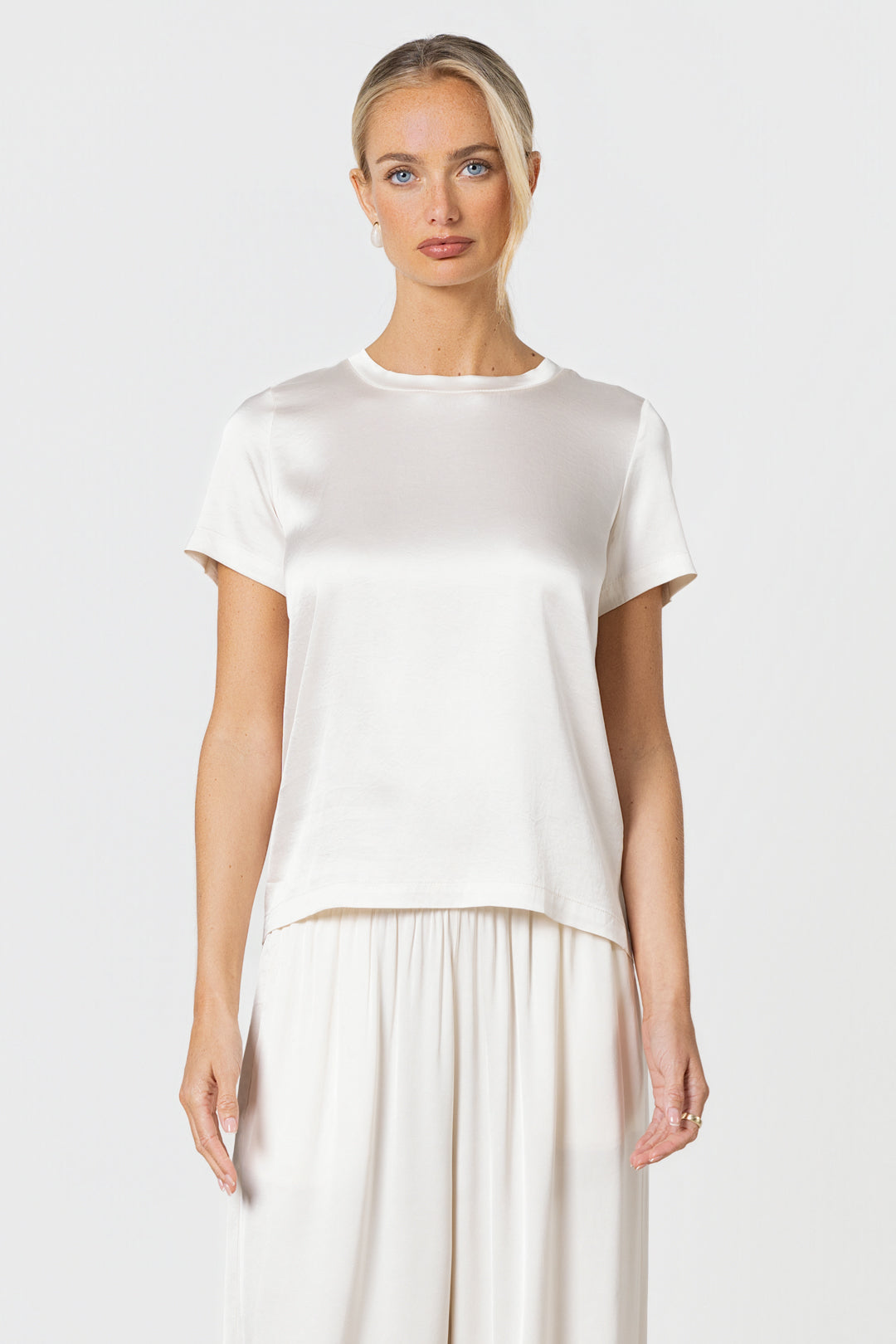 Matilda Satin T-Shirt | Ivory