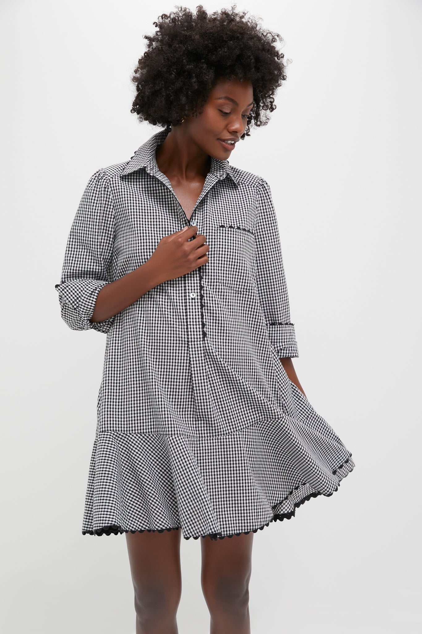 Black Gingham Ric Rac Callahan Shirt Dress