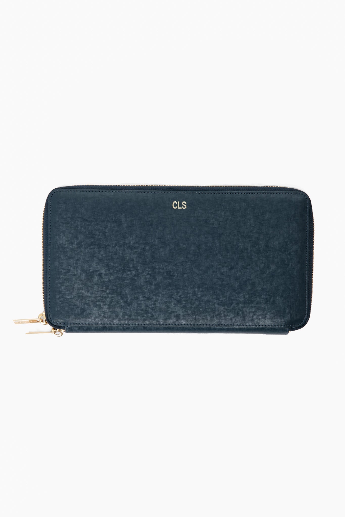 Navy Pebble Leather Travel Wallet