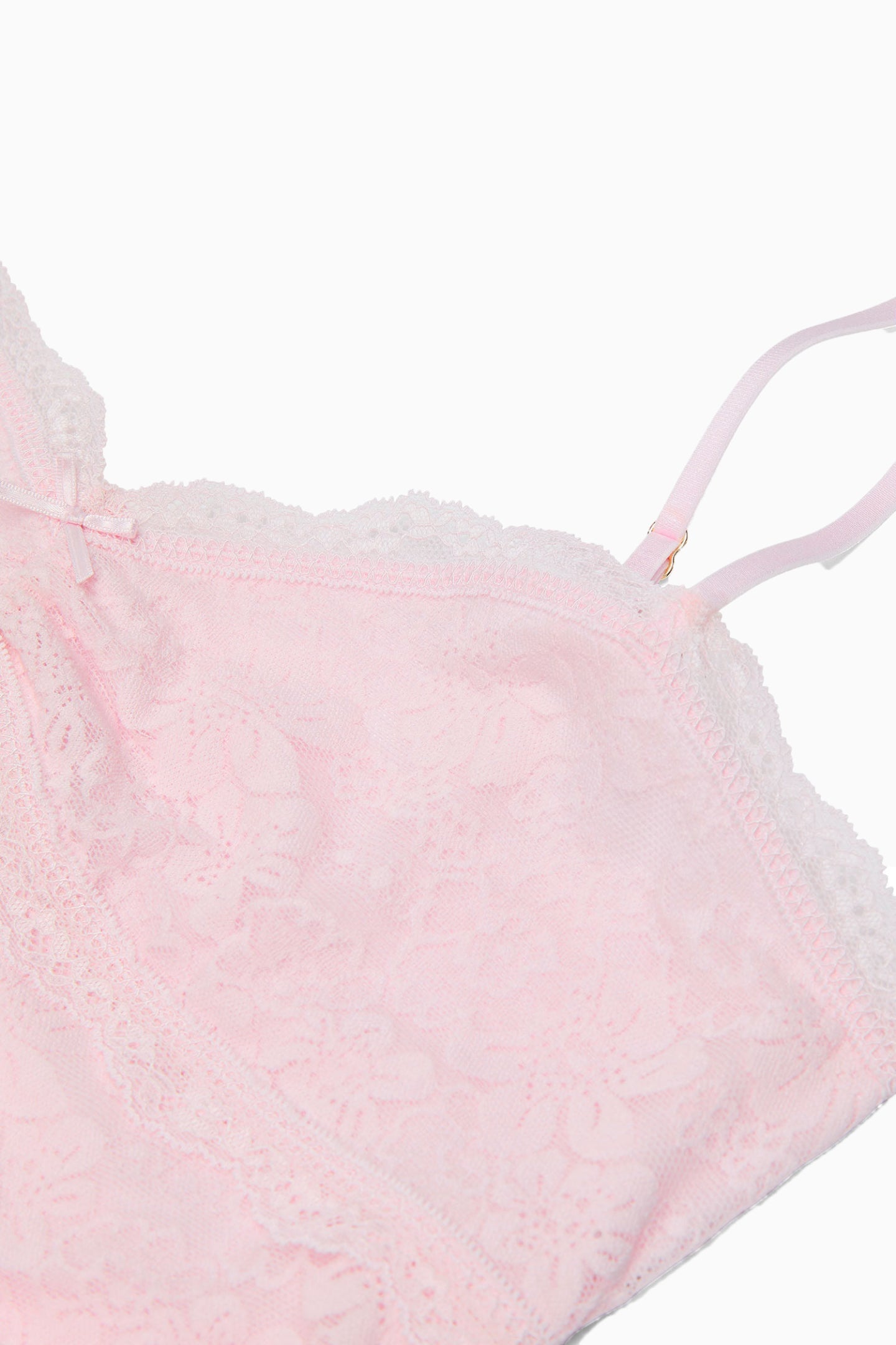 PINK x LoveShackFancy Ruched Lace Mini Dress