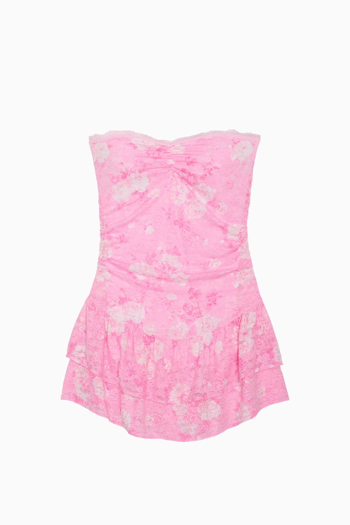 PINK x LoveShackFancy Strapless Lace Mini Dress - EVERBLOOMING PINK