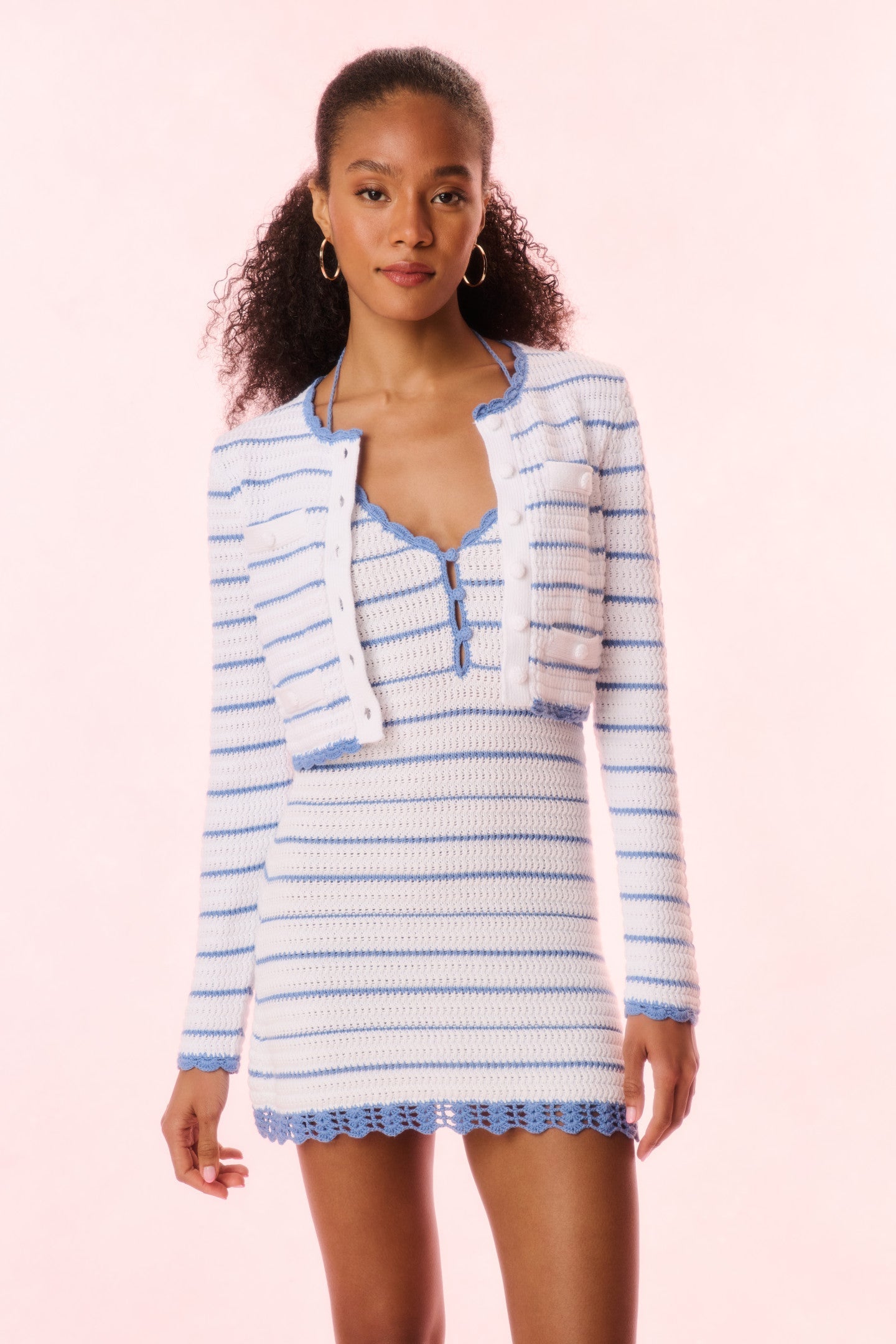 Lamiya Striped Crochet Cardigan