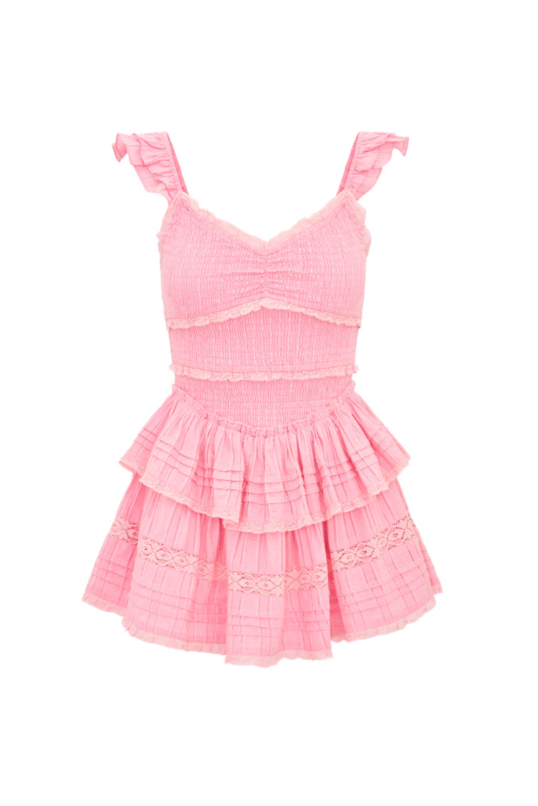 Lovine Cotton Smocked Mini Dress - STRAWBERRY SPRTIZ