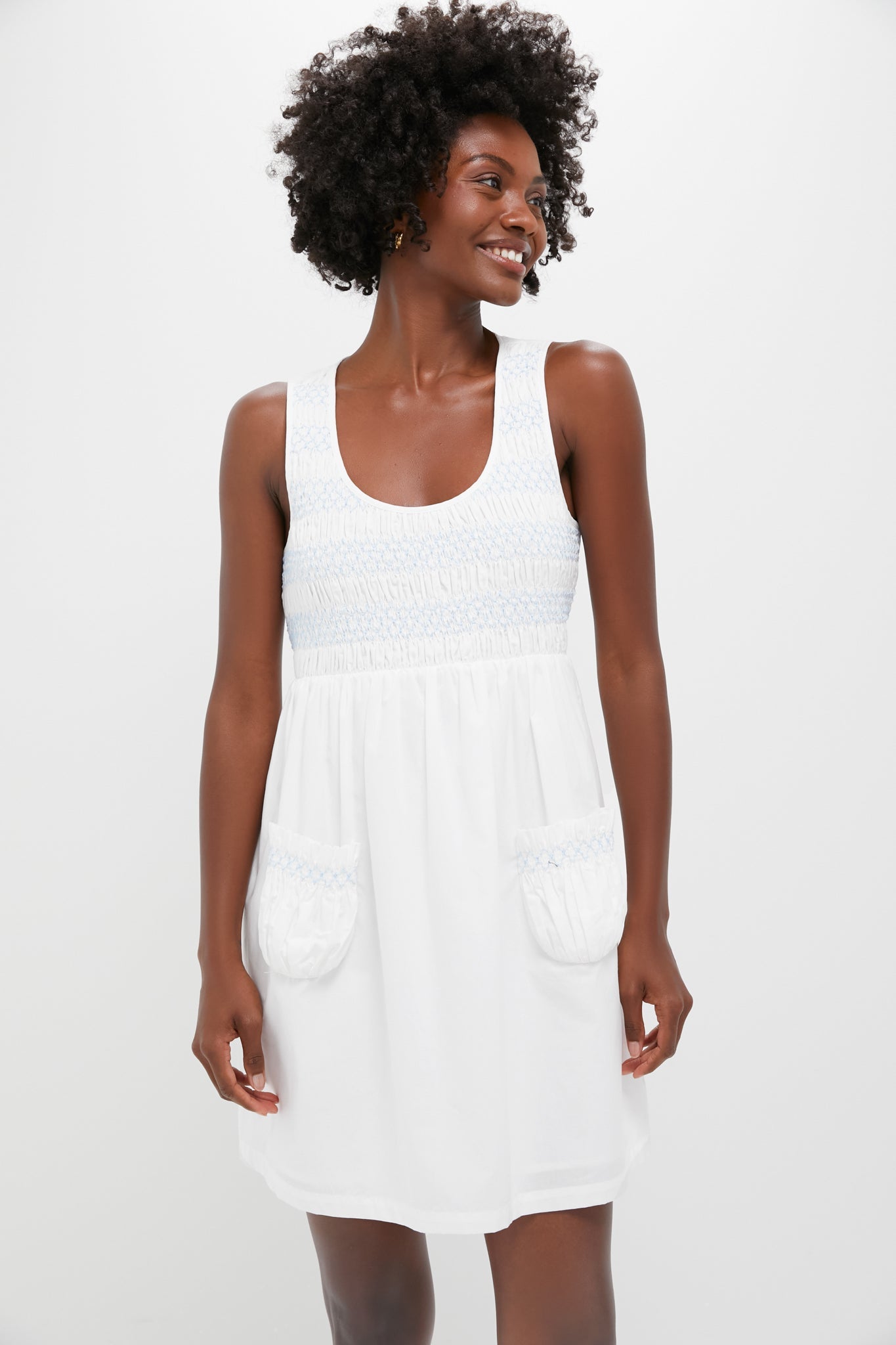 White Smocked Susannah Mini Dress