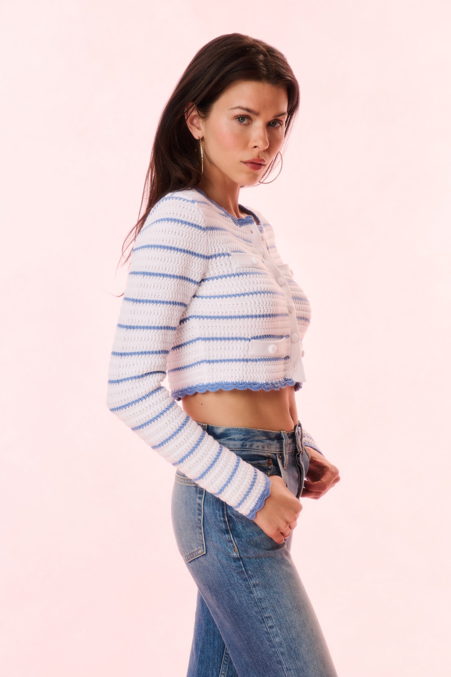 Lamiya Striped Crochet Cardigan