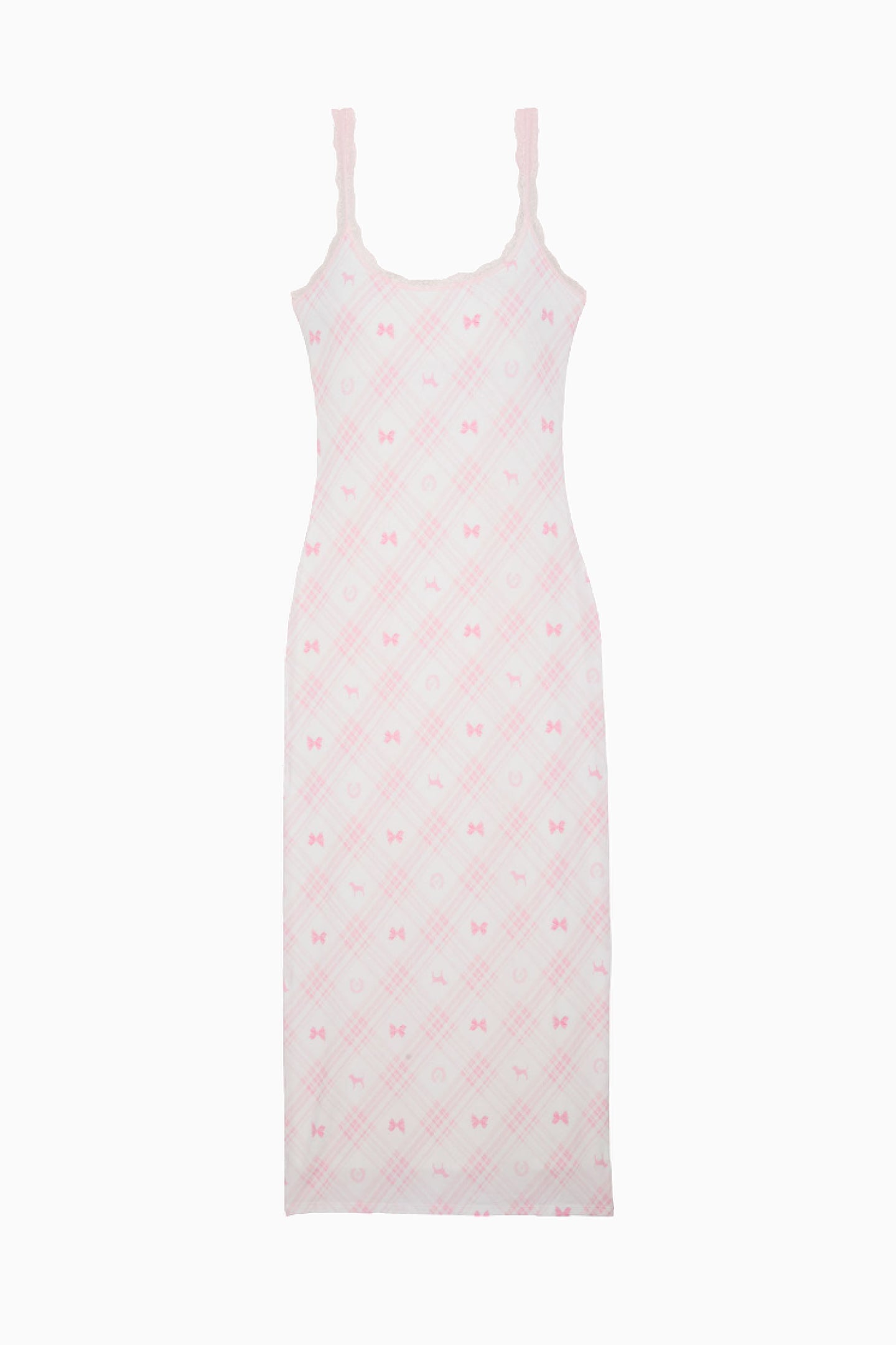 PINK x LoveShackFancy Tartan Icons Modal Midi Dress