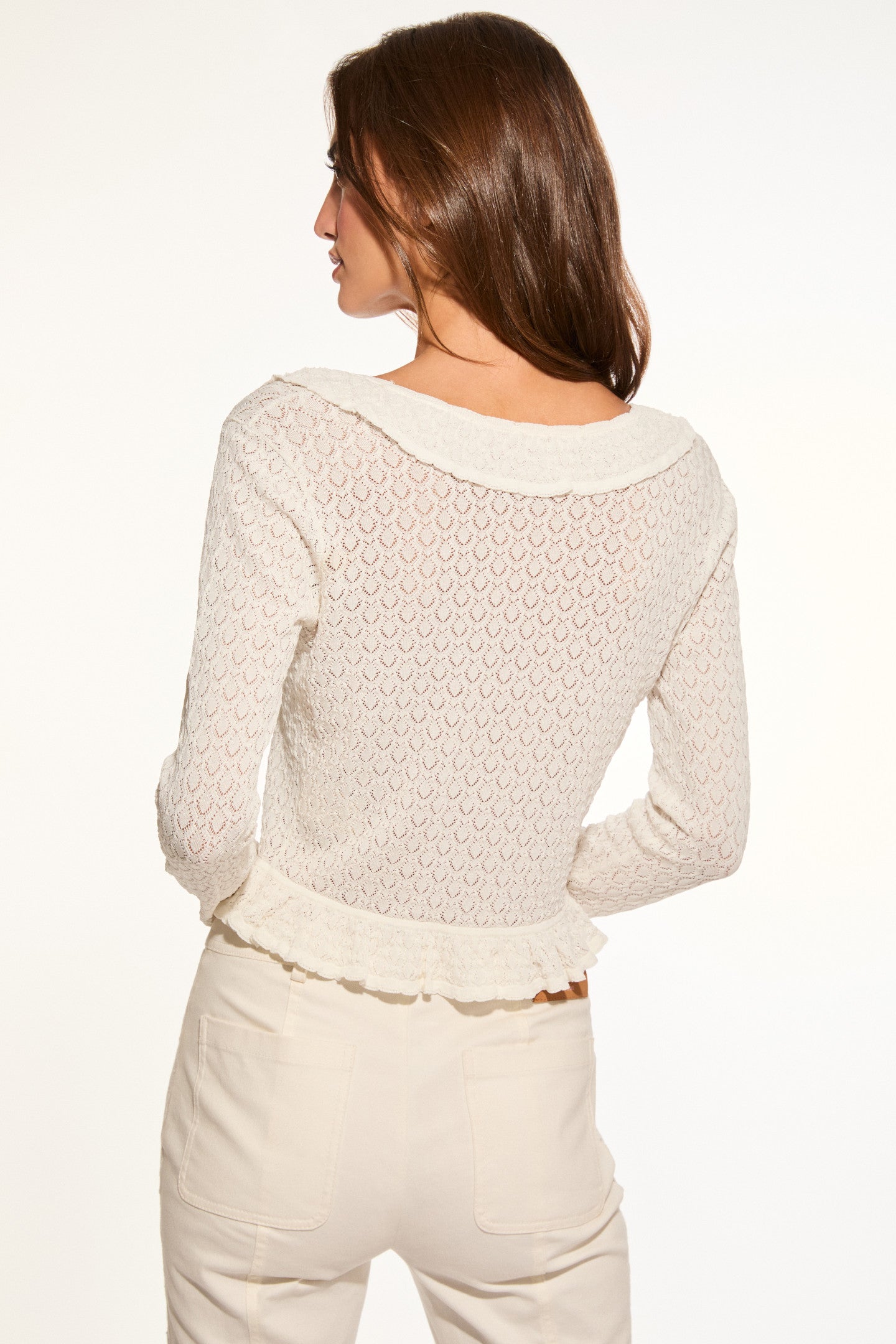 Nilah Stretch Knit Cardigan - WHITE