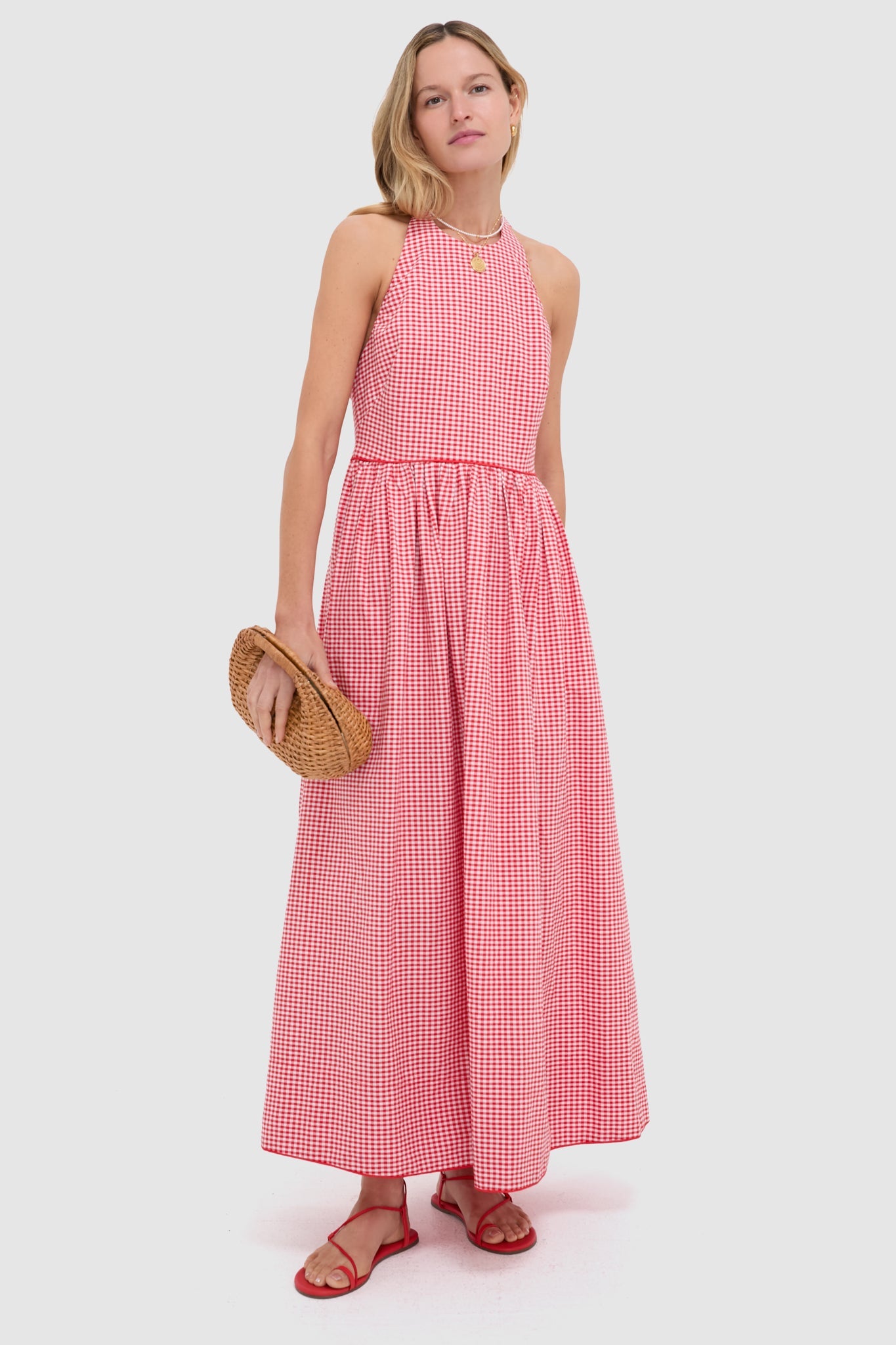 Red Gingham Halter Marcie Dress