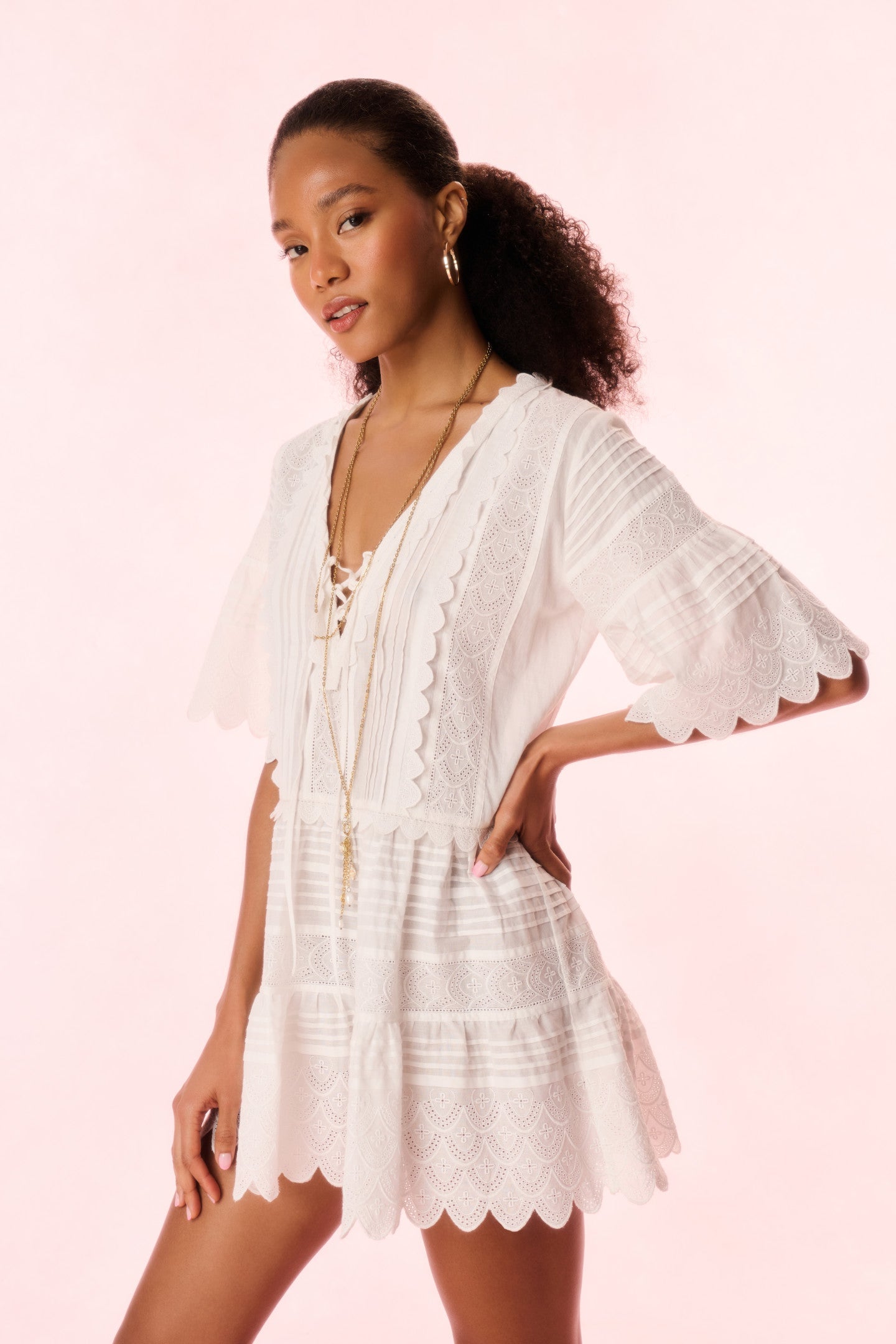 Orcia Cotton Scalloped Mini Dress