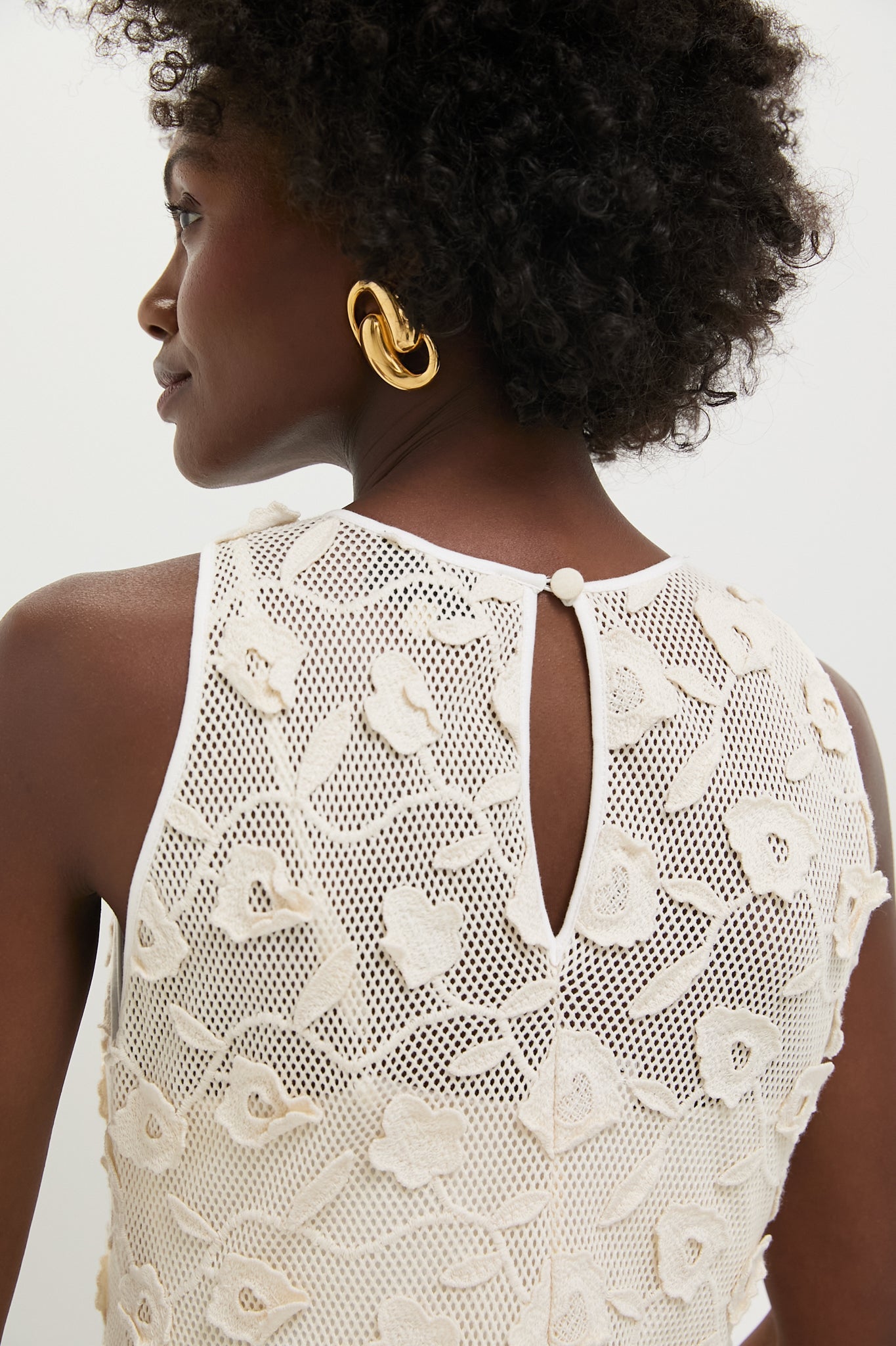 Tan Lace Applique Farrah Dress