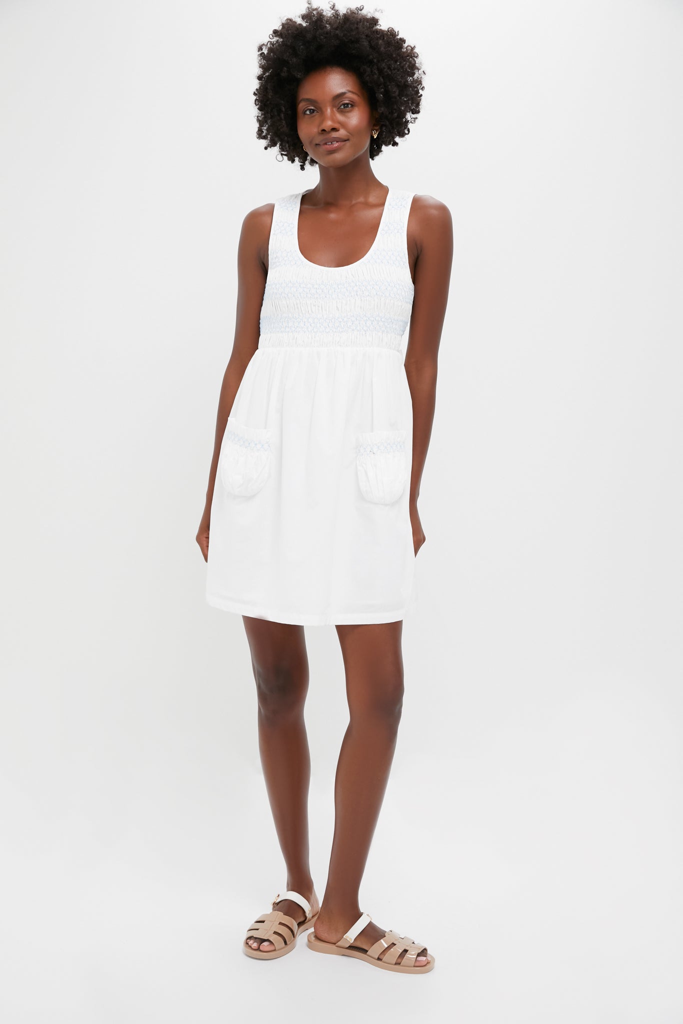 White Smocked Susannah Mini Dress