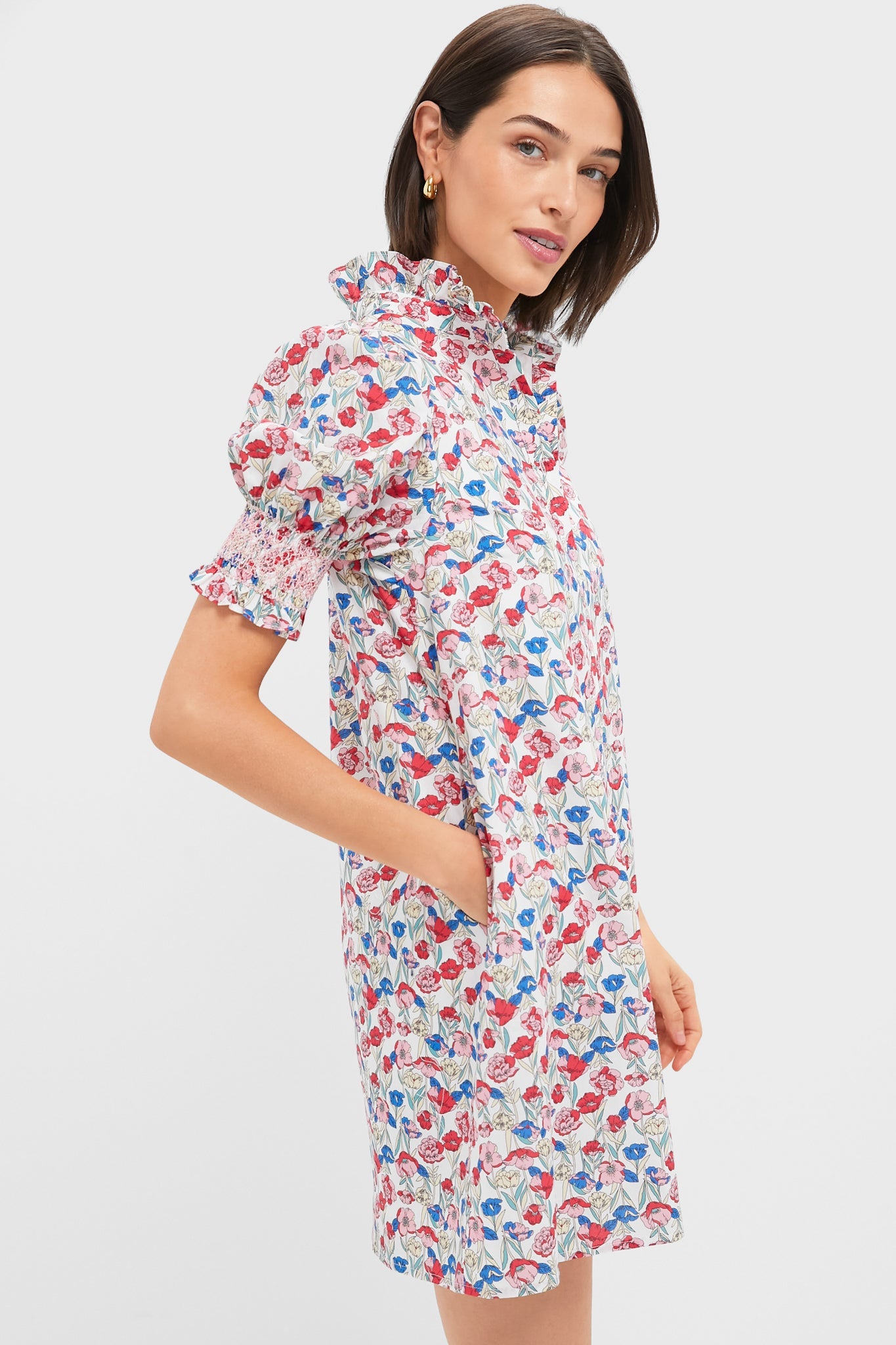 Red & Blue Clover Floral Mini Lou Lou Dress