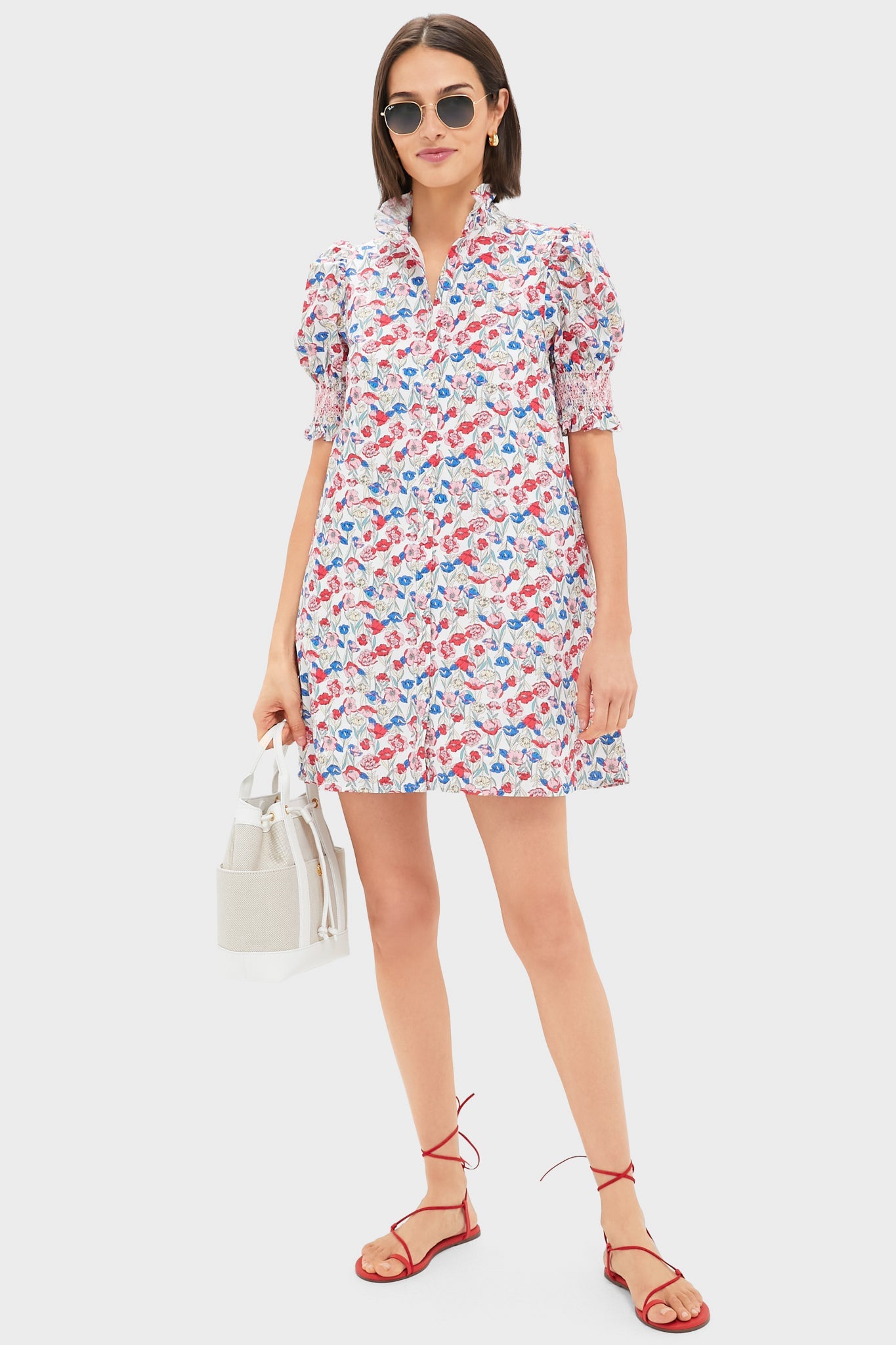 Red & Blue Clover Floral Mini Lou Lou Dress