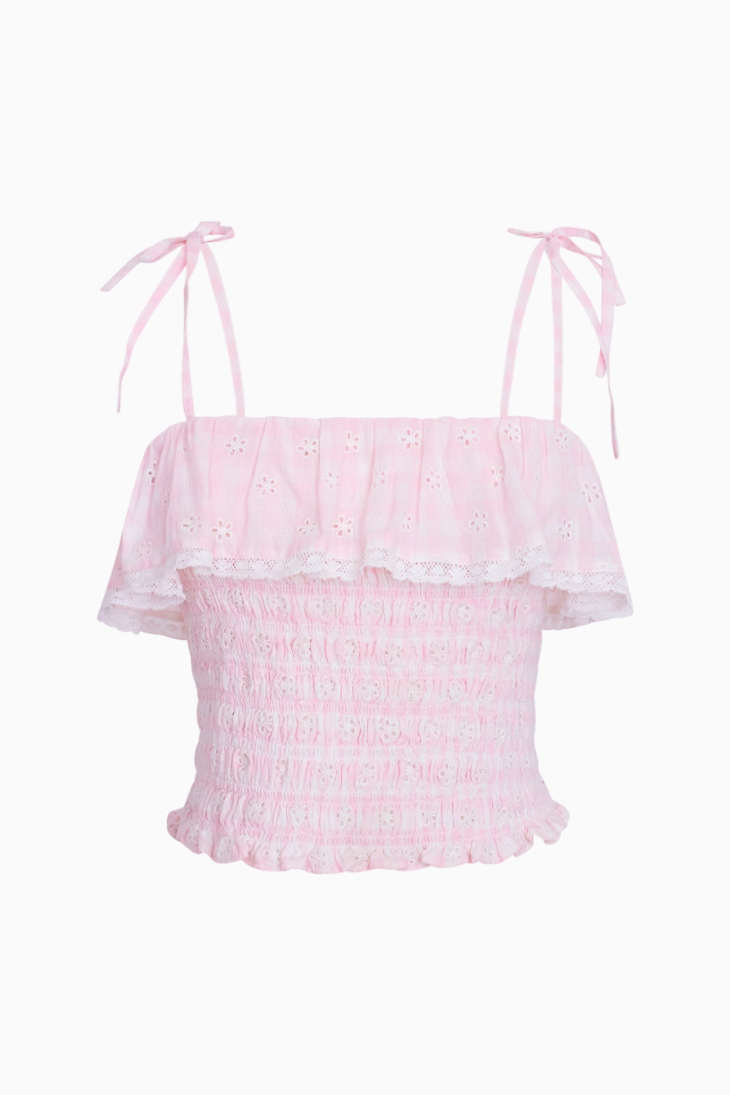 Renada Gingham Eyelet Top