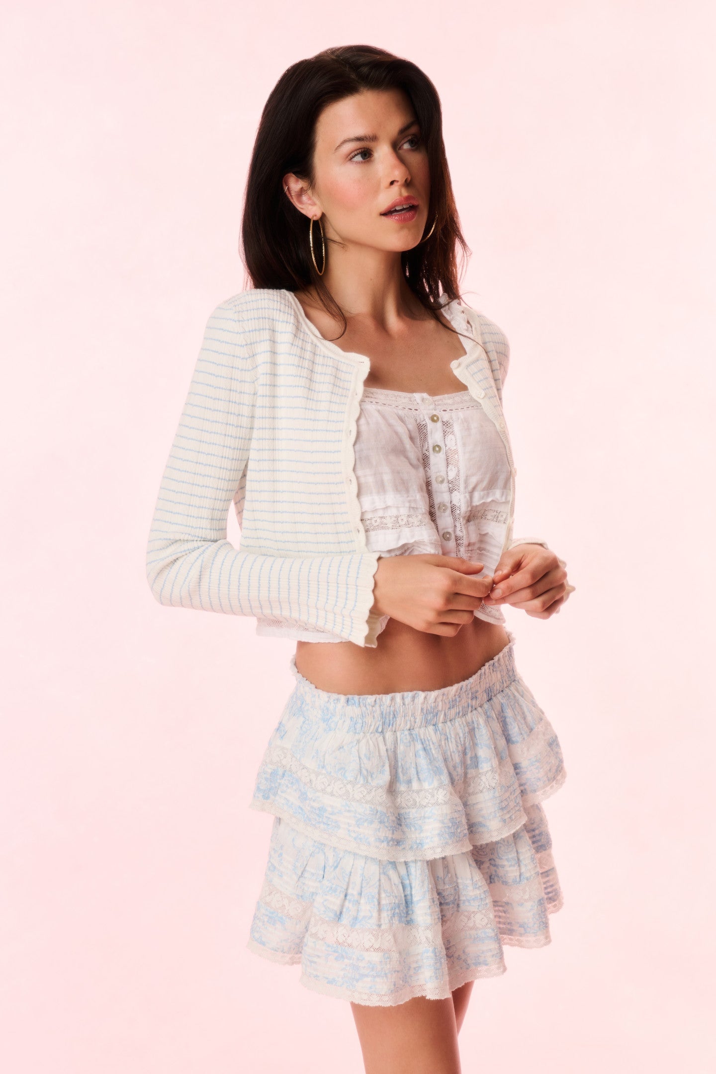 Ruffle Mini Toile Print Skirt