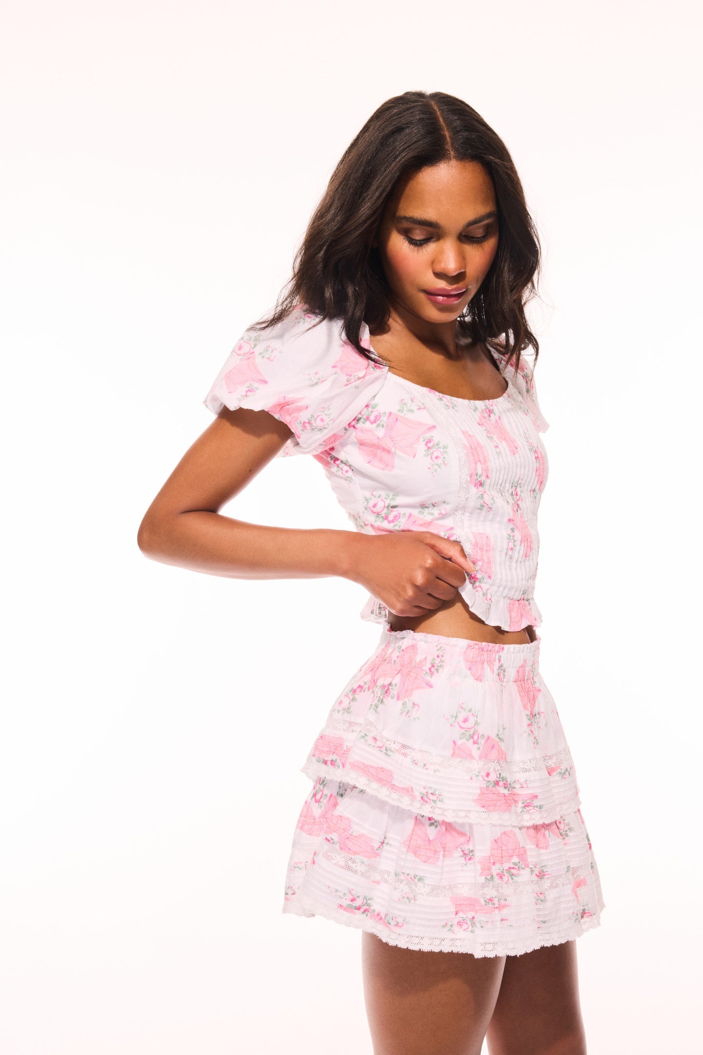 Ruffle Mini Summer Heirloom Print Skirt