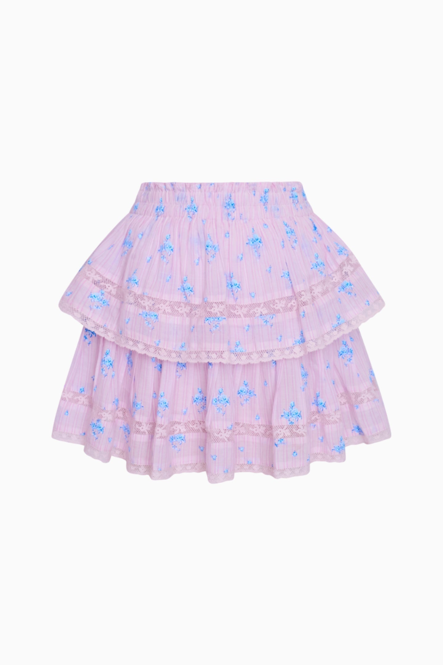 Ruffle Mini Floral Striped Skirt